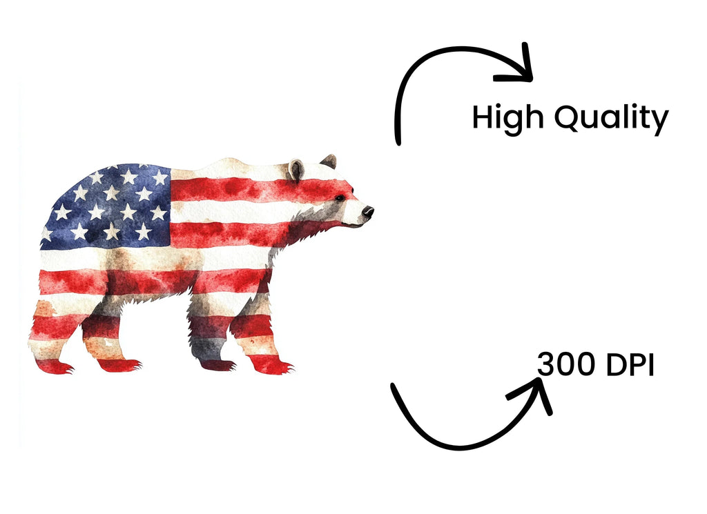 American Flag Bear Clipart Bundle