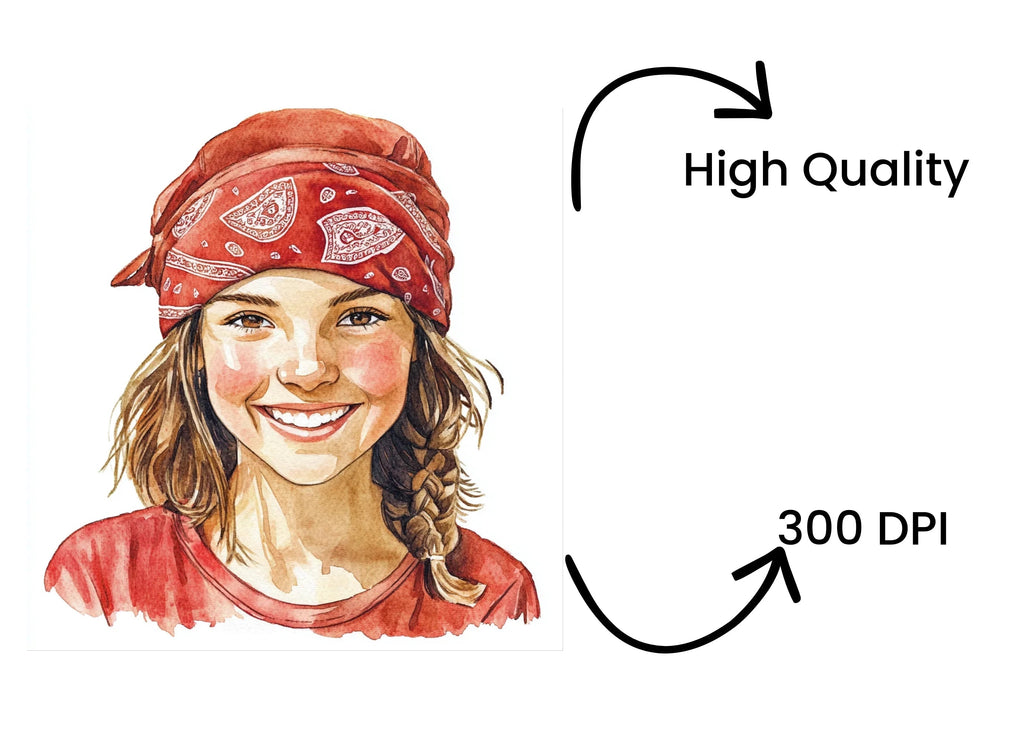 Smiling Girl with Red Bandana Clipart Bundle