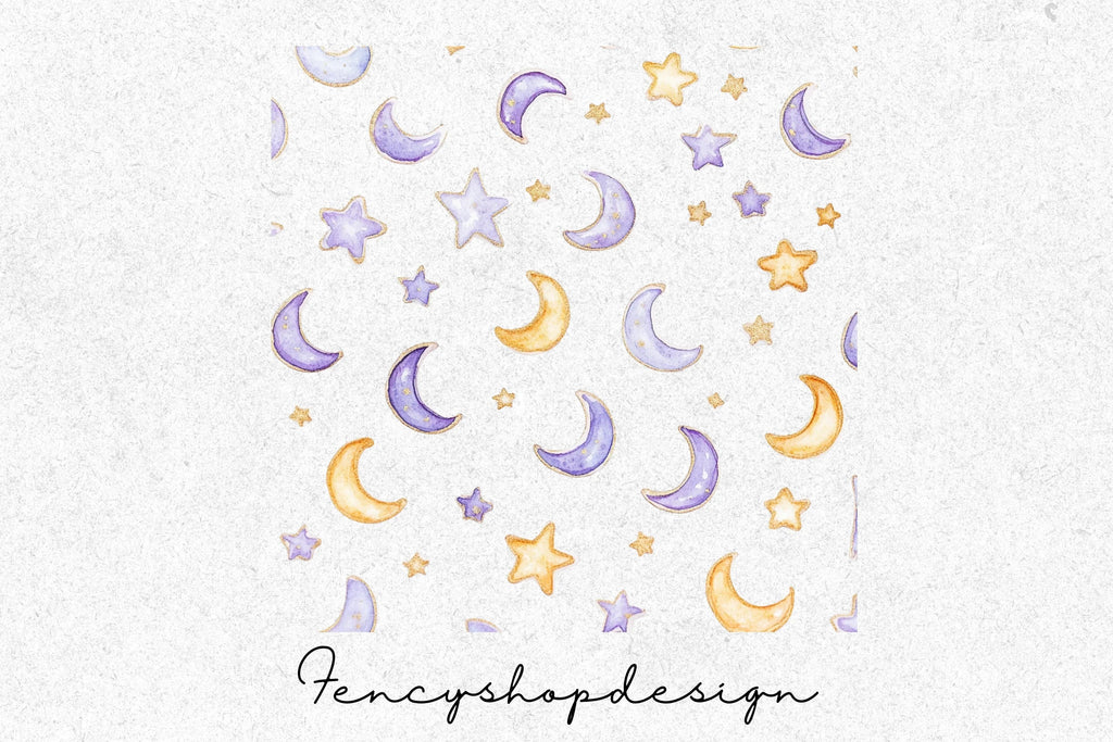 Dreamy Moon Star Patterns Frames Clipart Bundle