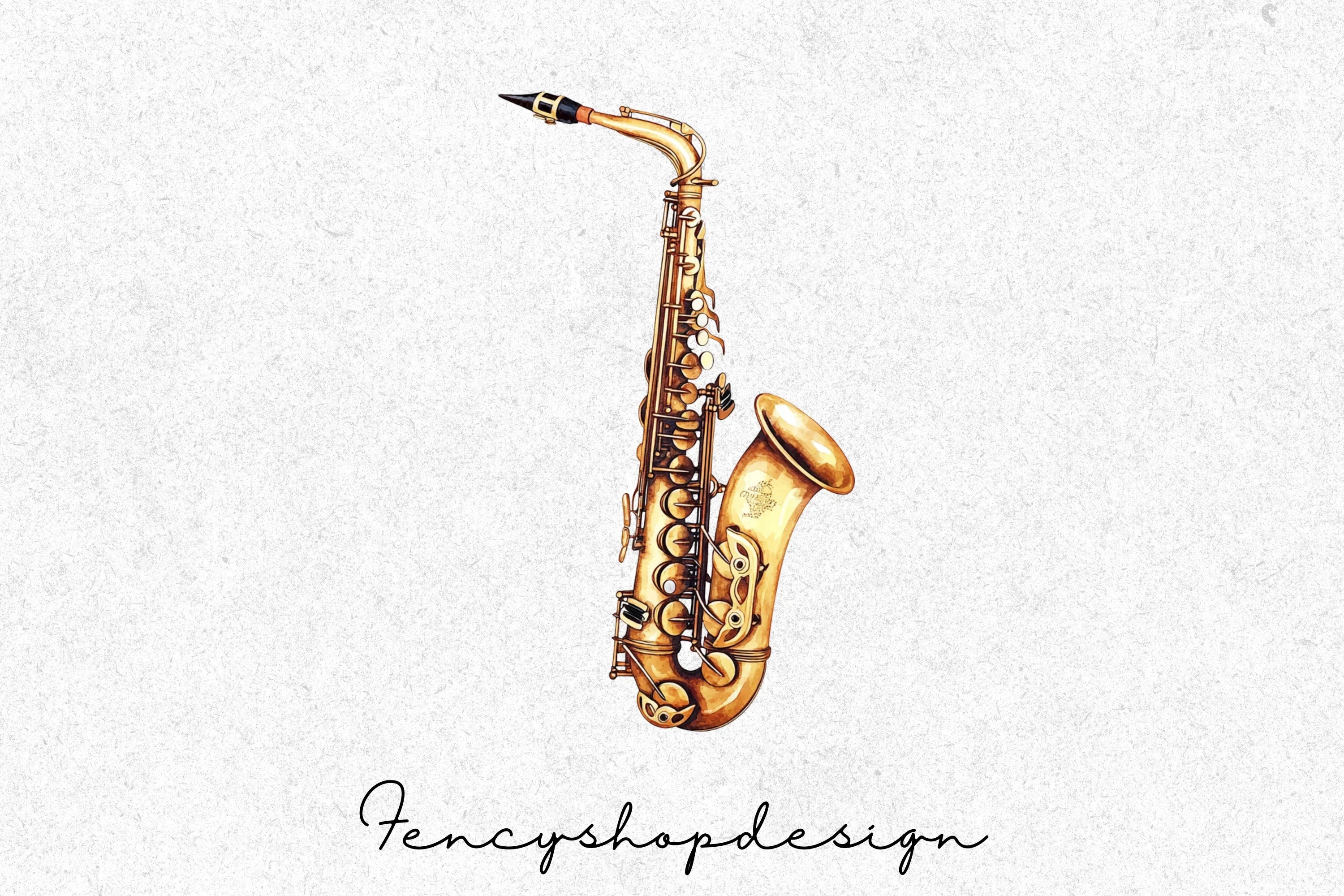 Golden Saxophone Musical Instrument Clipart Bundle