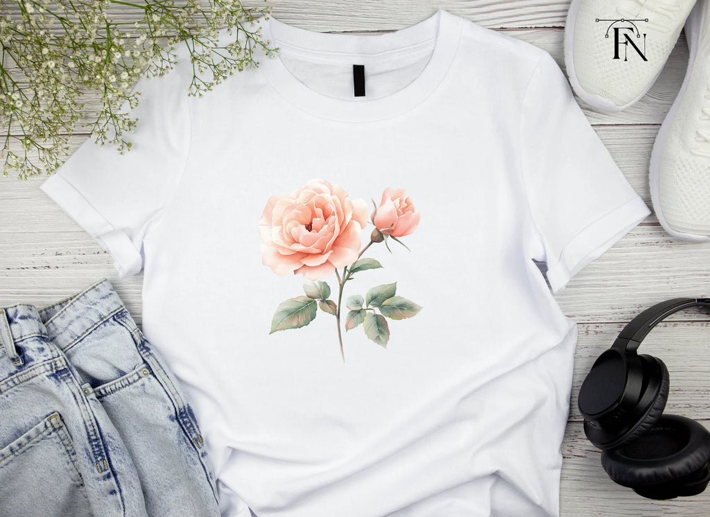 Elegant Peach Rose Illustration Clipart Bundle