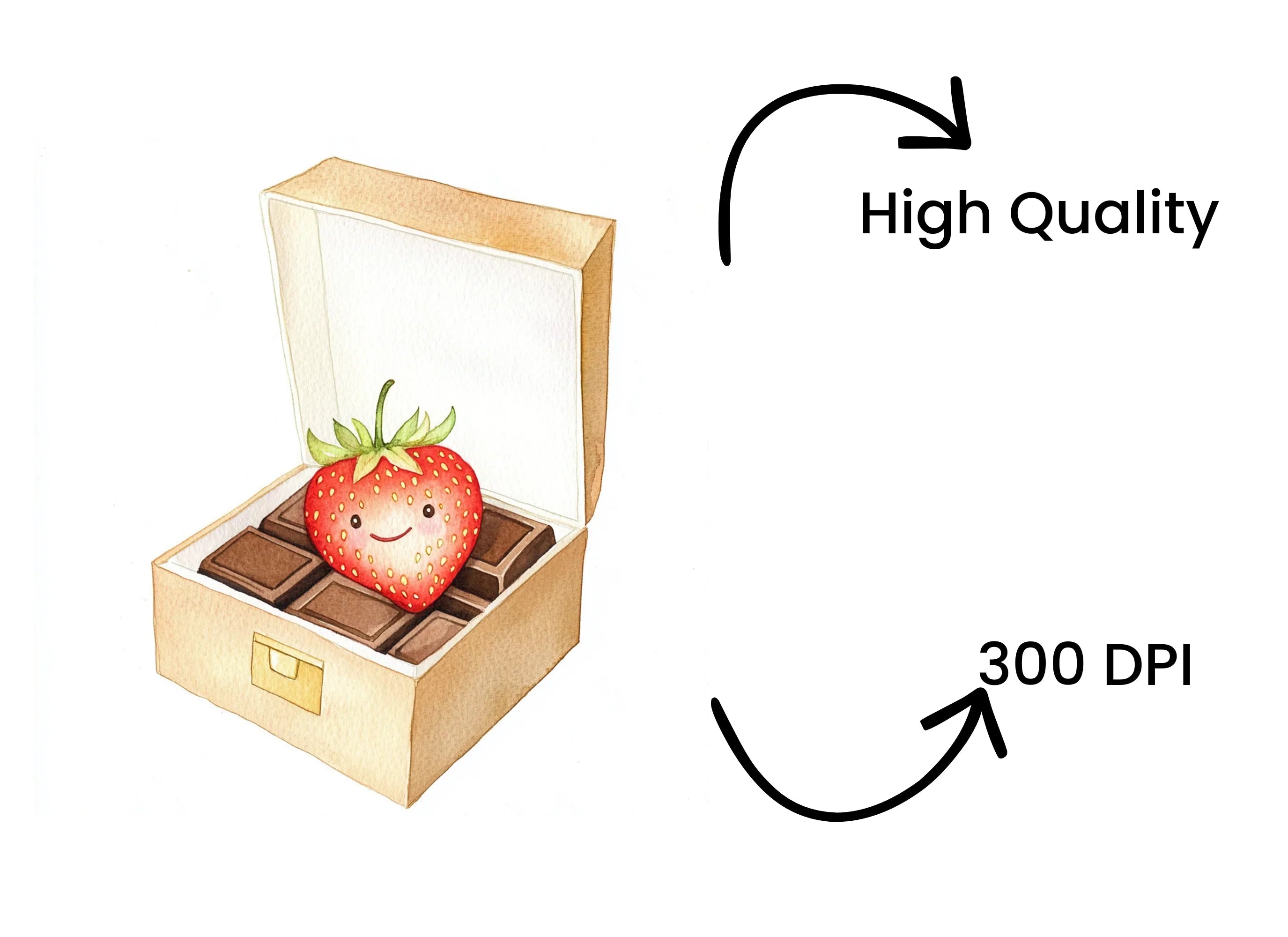 Cute Strawberry in Chocolate Box Clipart Bundle