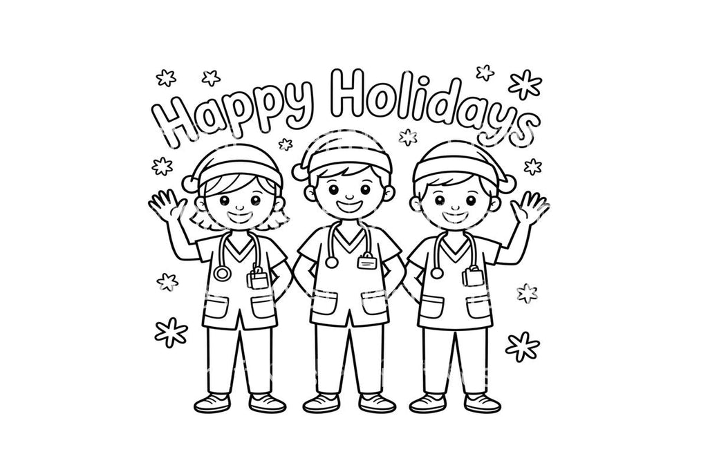 Happy Holidays Medical Staff Coloring Books