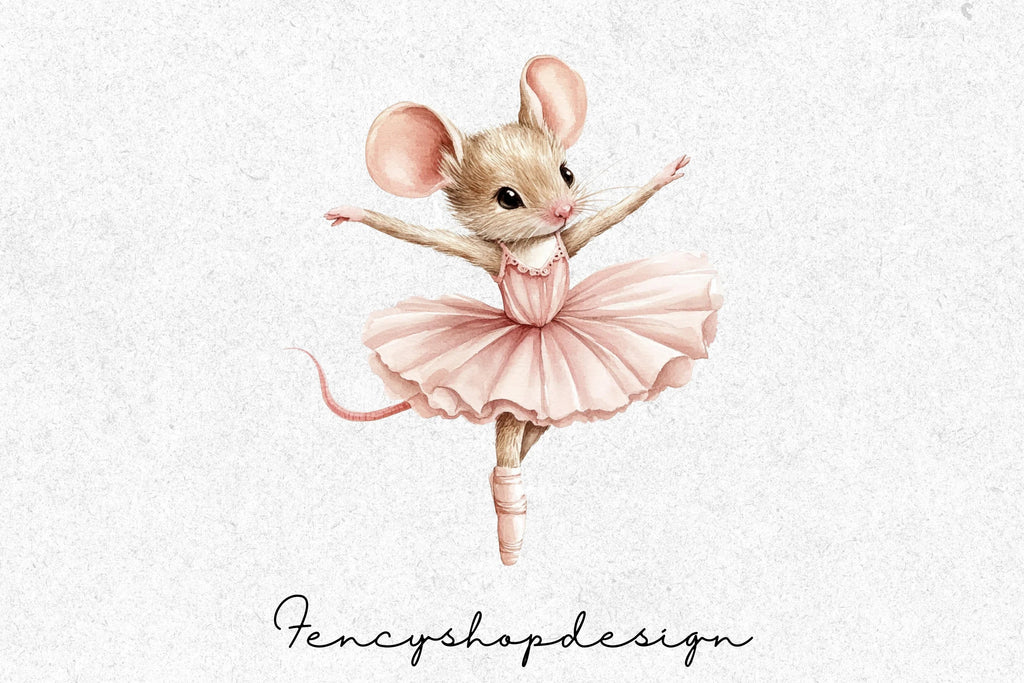 Cute Ballerina Mouse Clipart Bundle