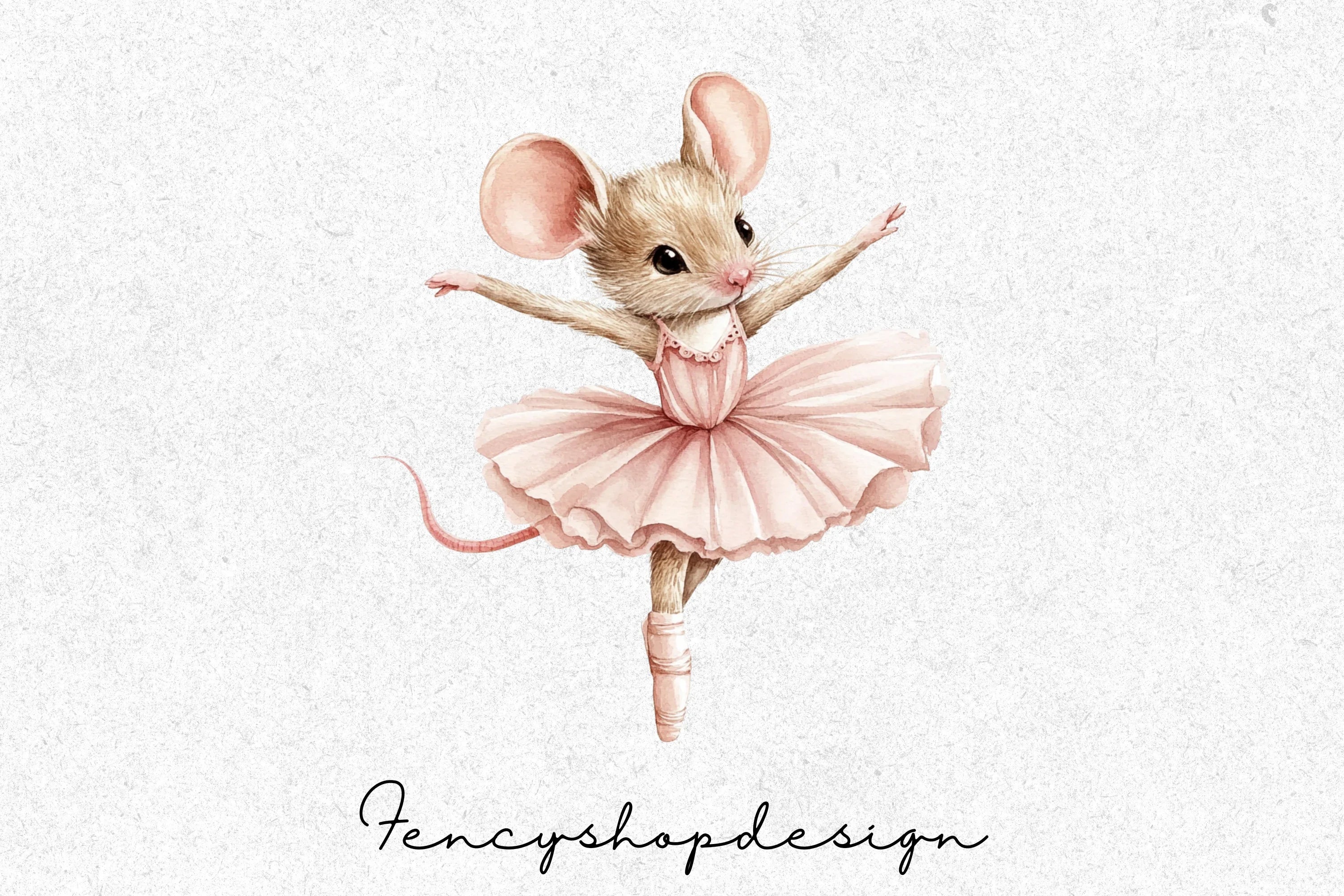 Cute Ballerina Mouse Clipart Bundle