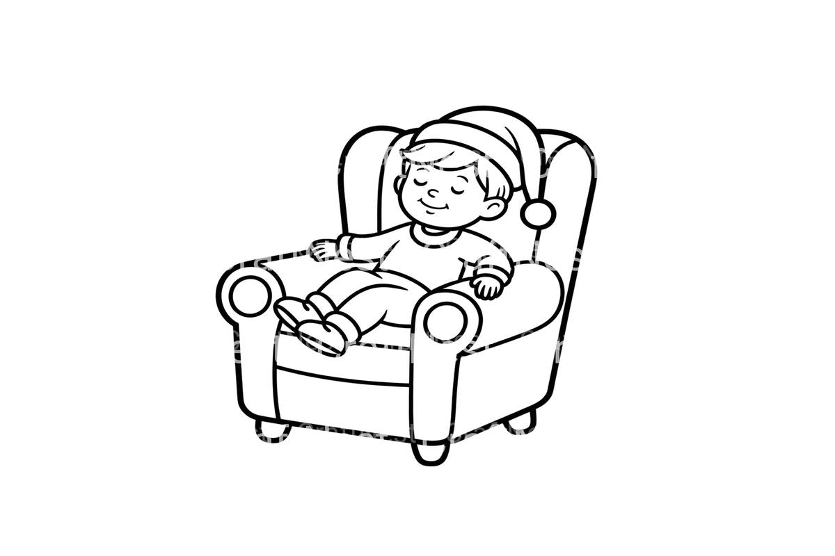 Christmas Kids in Armchairs Coloring Books