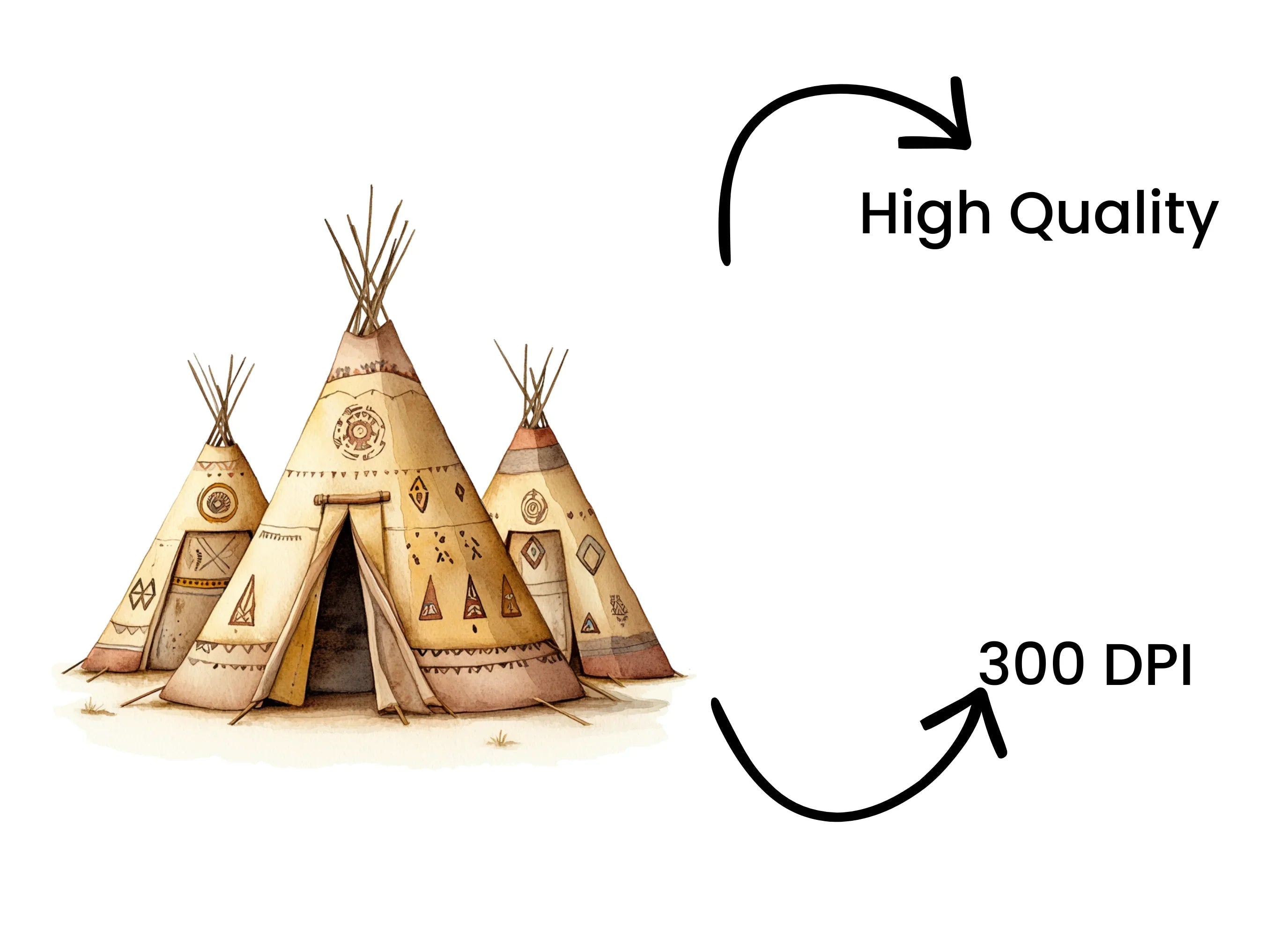 Native American Teepee Village Clipart Bundle