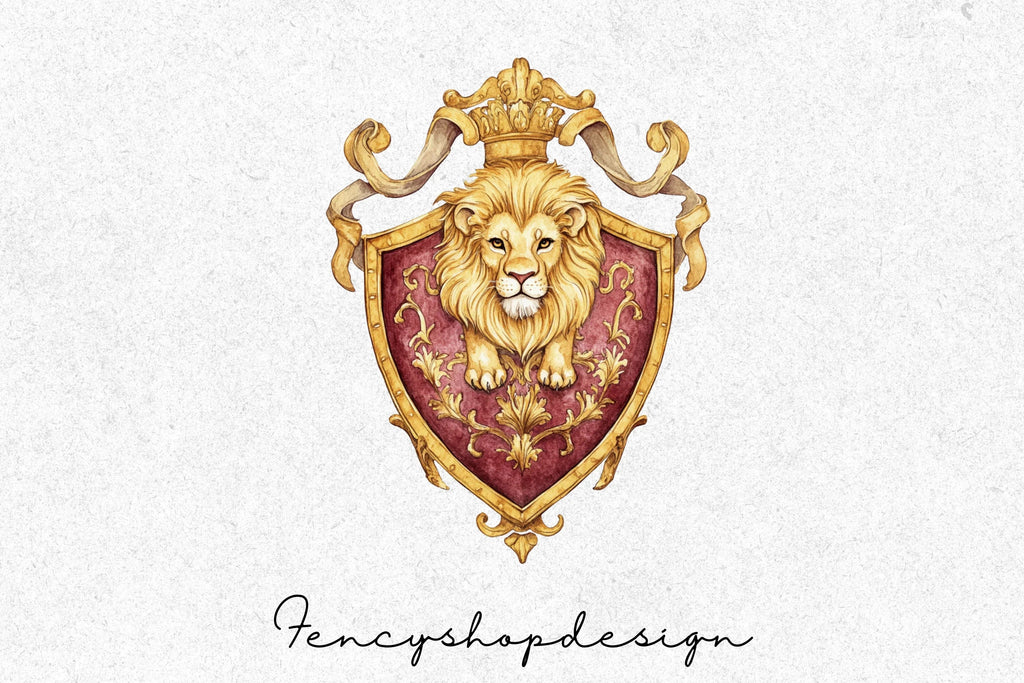 Regal Lion Crests Shields Clipart Bundle