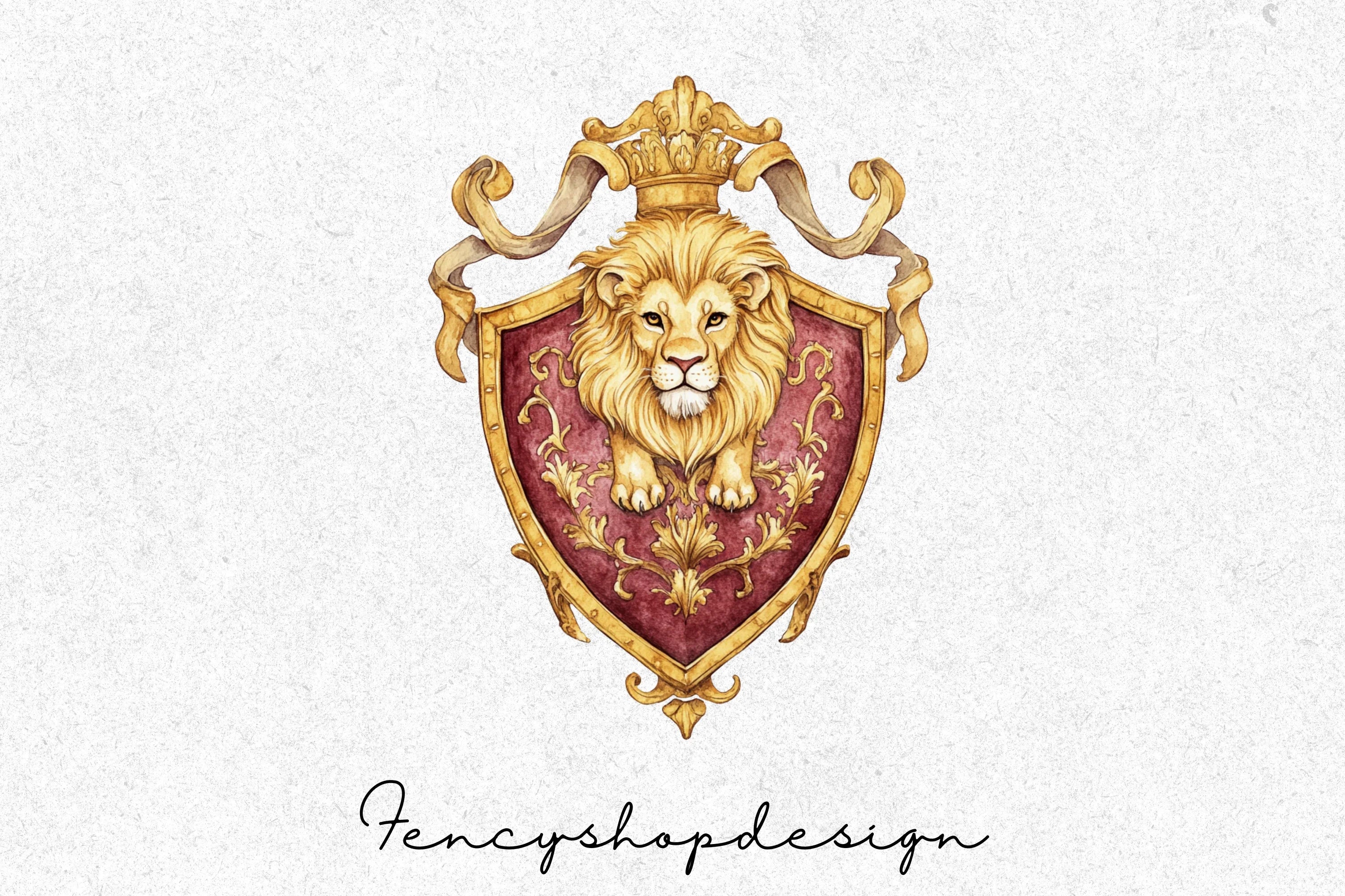 Regal Lion Crests Shields Clipart Bundle