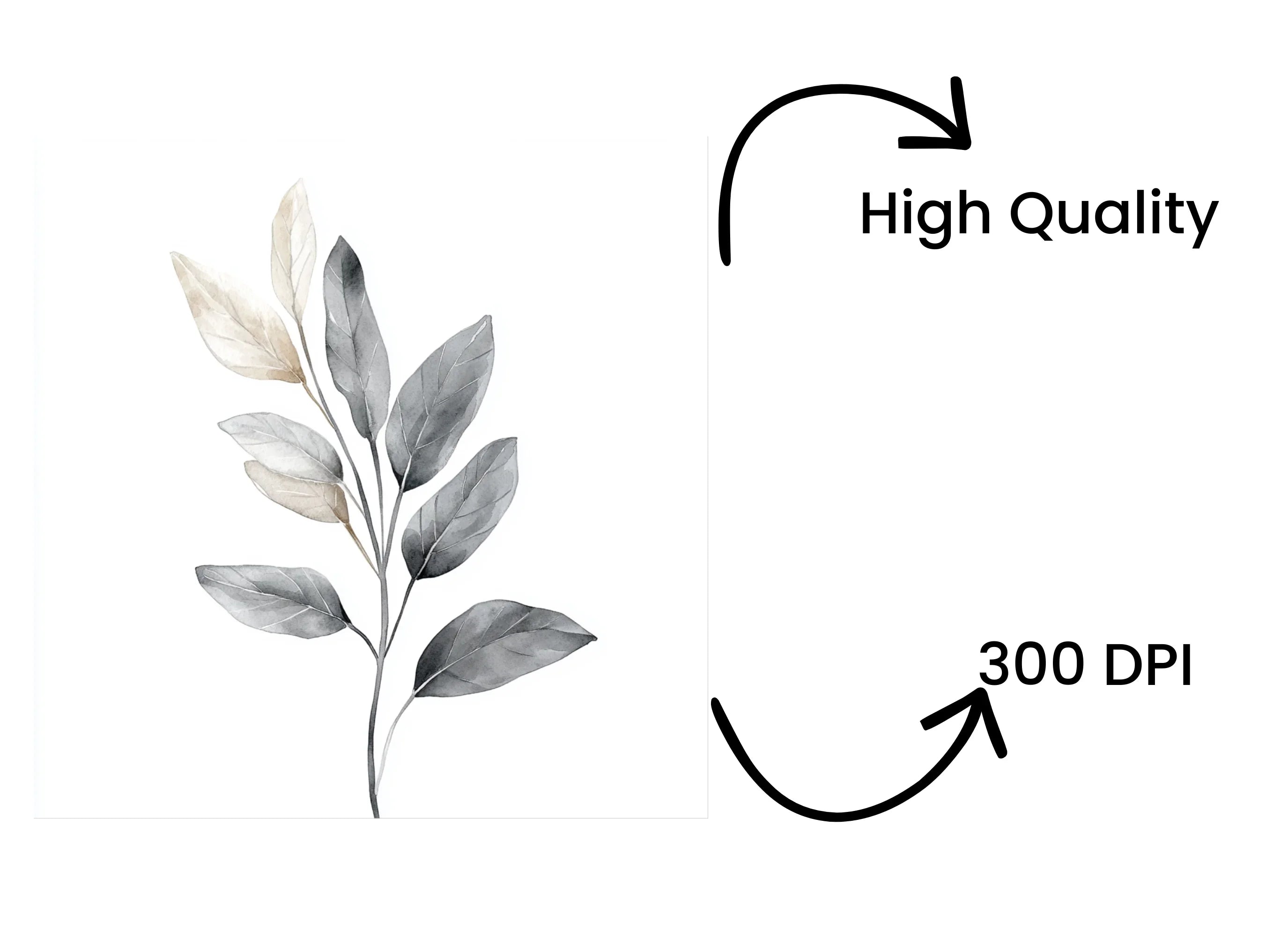Elegant Gray Leafy Branch Clipart Bundle