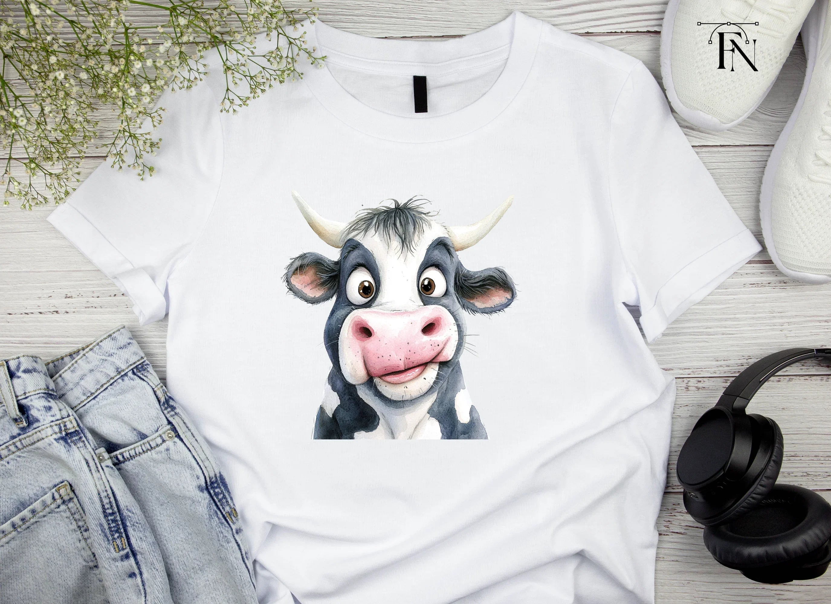 Funny Cartoon Cow Faces Clipart Bundle