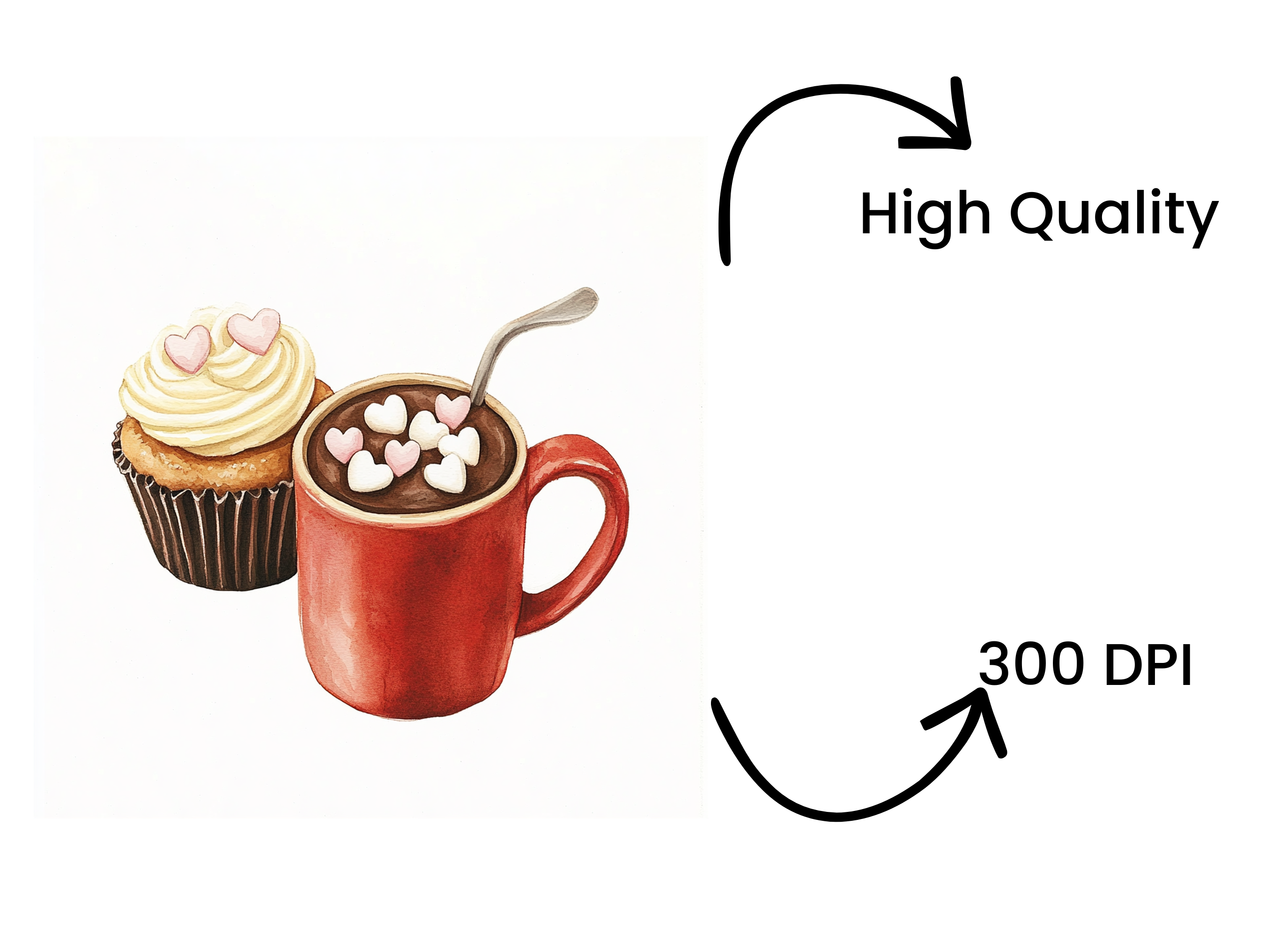 Valentine's Day Cupcake Hot Cocoa Clipart Bundle