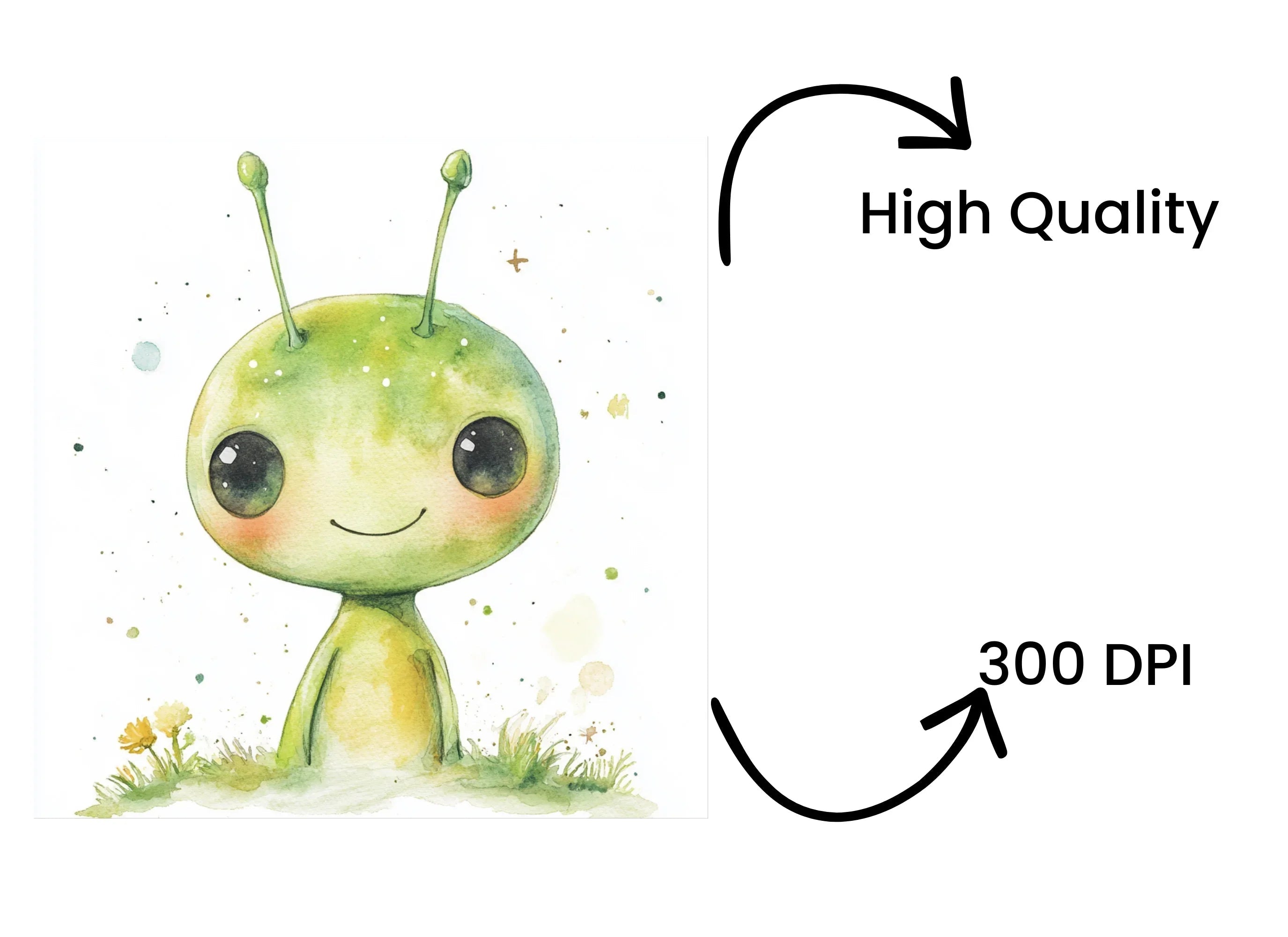 Green Alien Heads Clipart Bundle