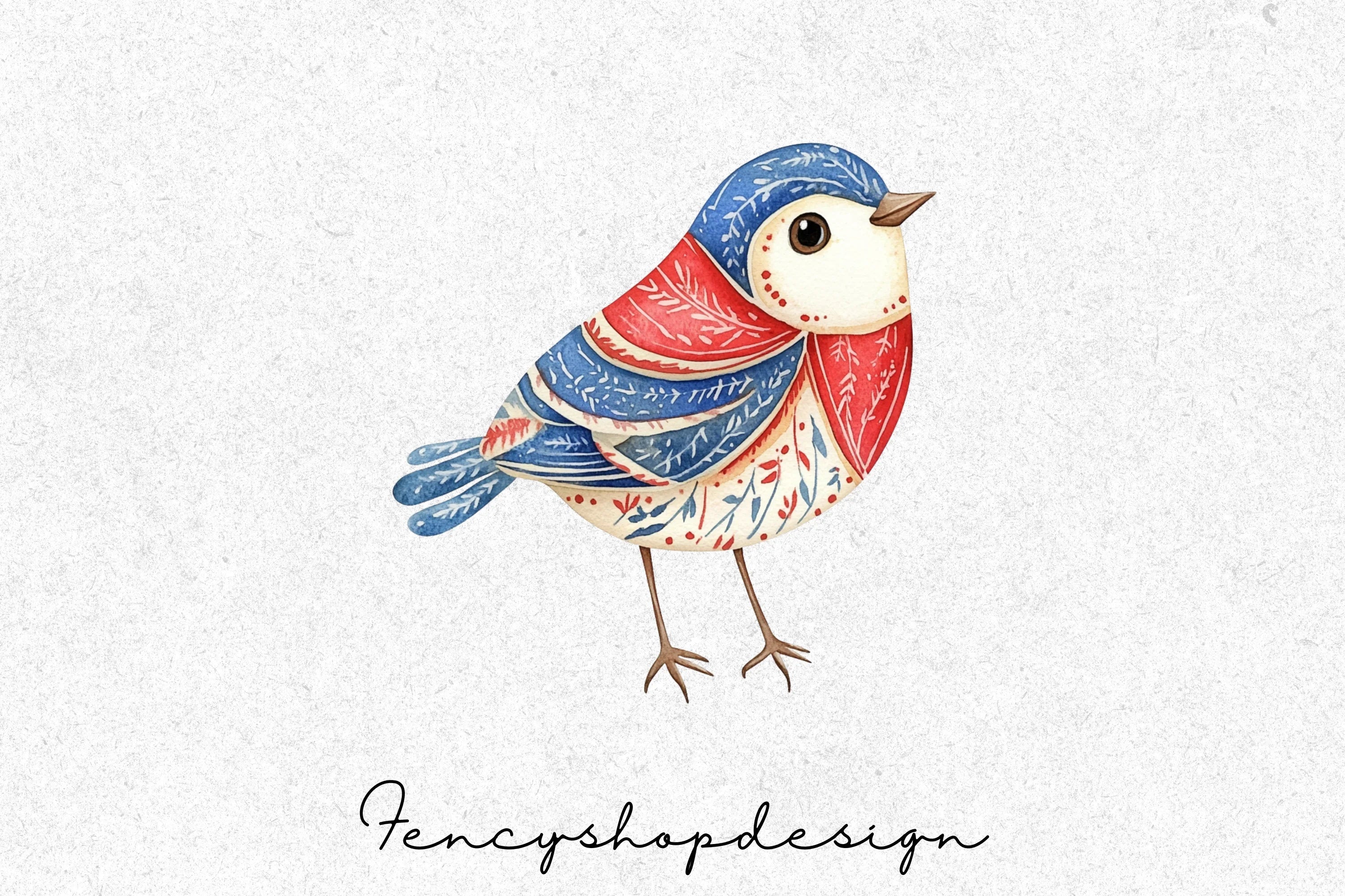 Vibrant Folk Birds Clipart Bundle