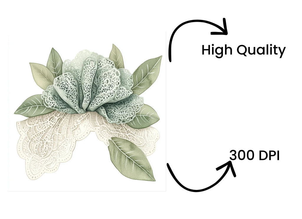 Elegant Lace Flower Clipart Bundle