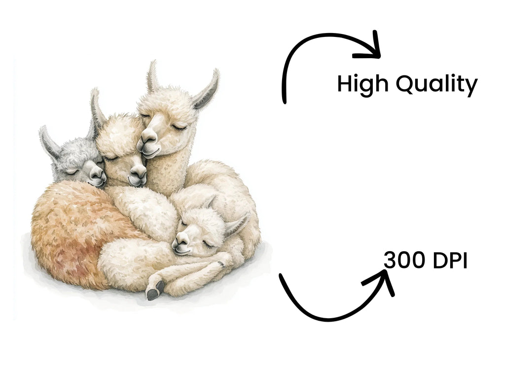 Cute Sleeping Baby Llamas Clipart Bundle