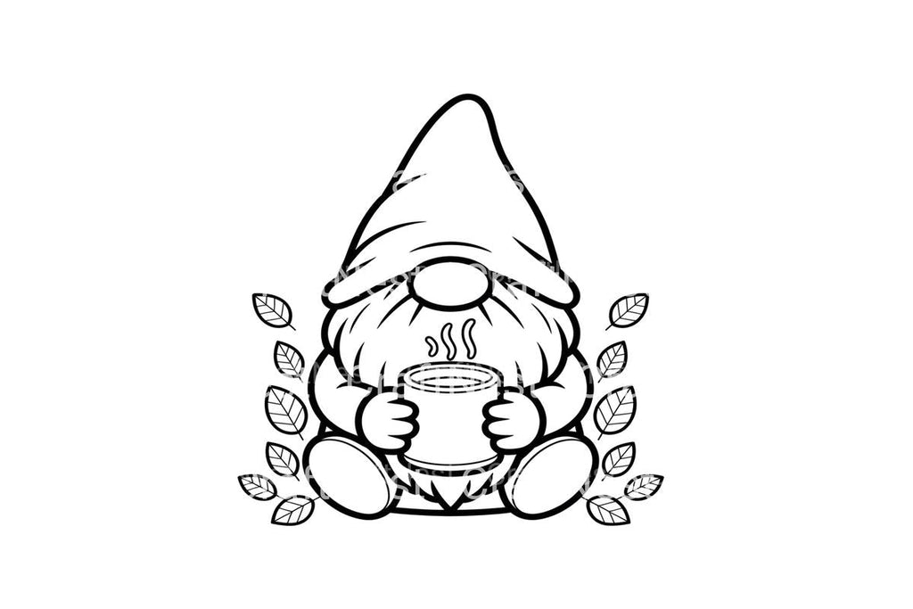 Autumn Gnomes with Hot Drinks Coloring Books