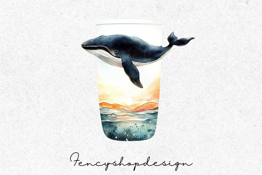 Whale Sunset Jar Clipart Bundle