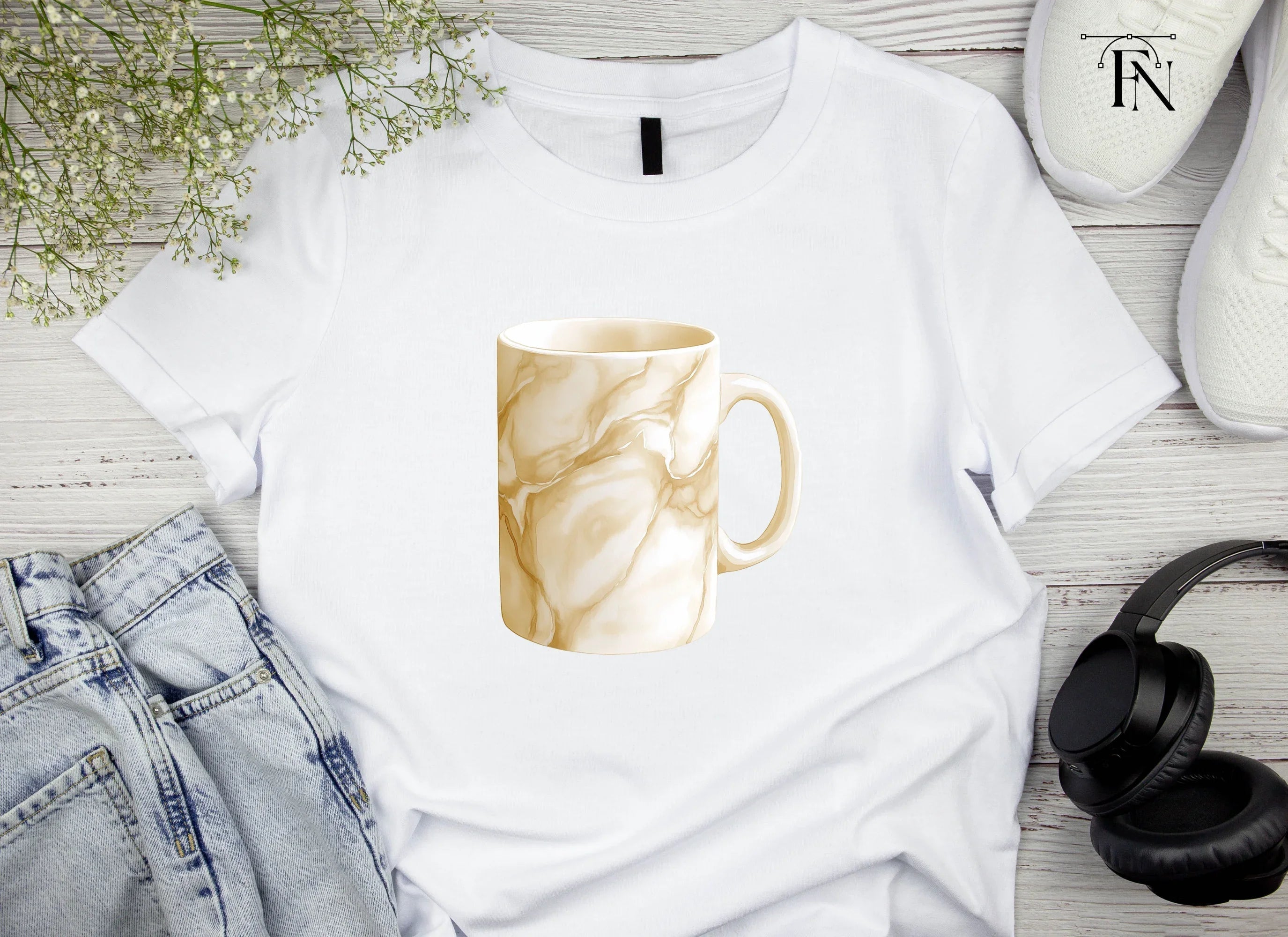 Elegant Marble Texture Coffee Clipart Bundle