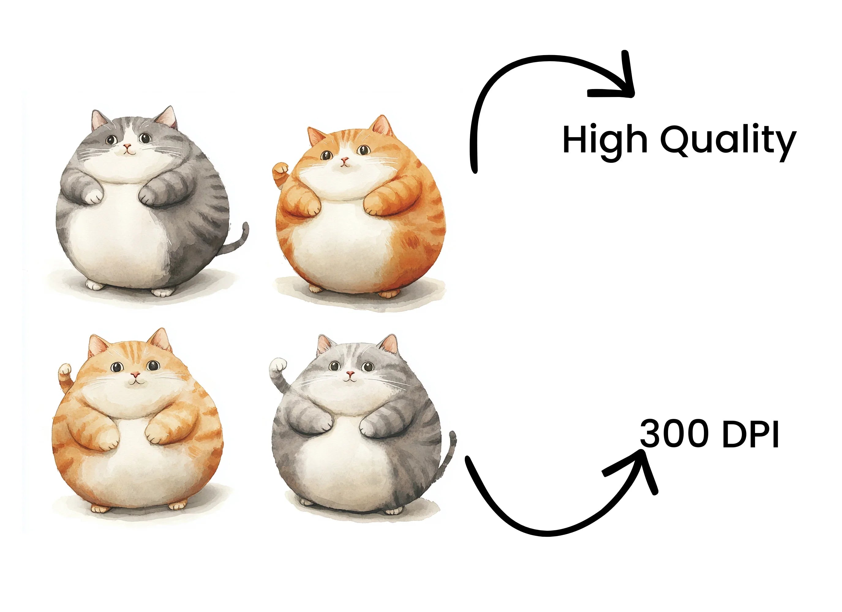 Chubby Cat Clipart Bundle