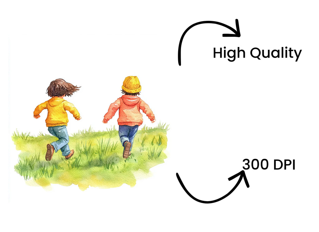 Kids Running in Field Clipart Bundle