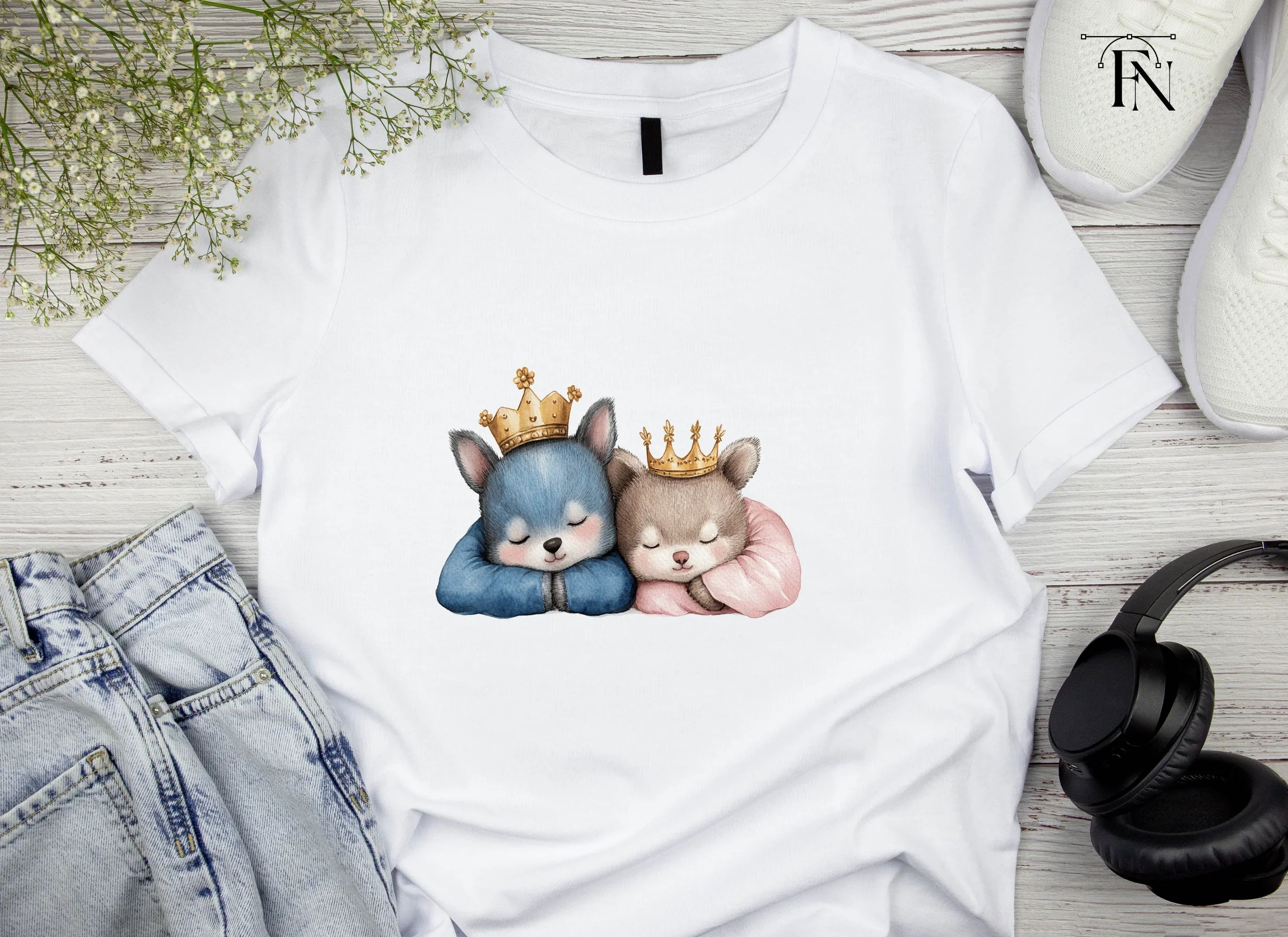 Sleeping Baby Animal Prince Princess Clipart Bundle