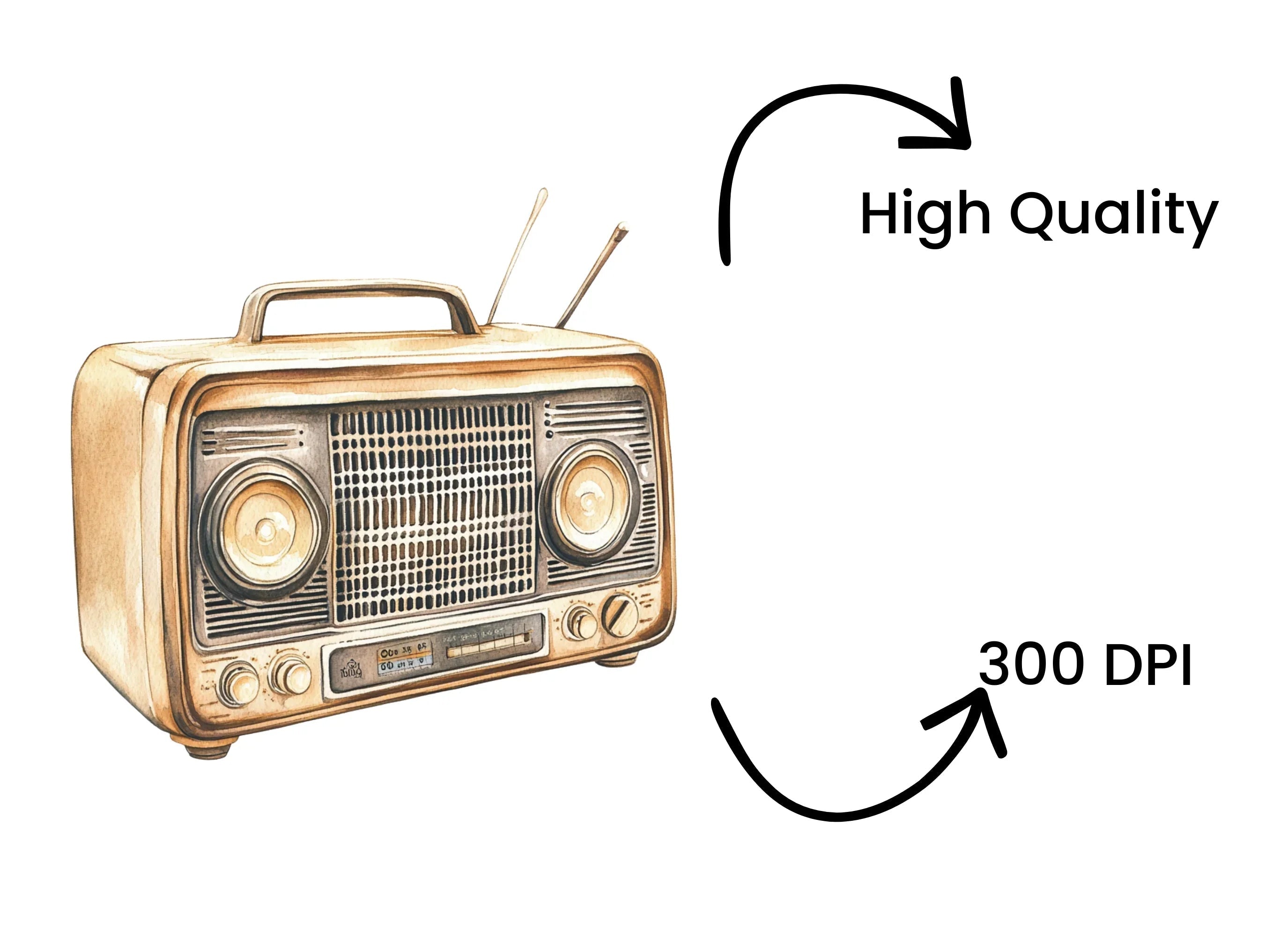 Retro Radio Receiver Clipart Bundle