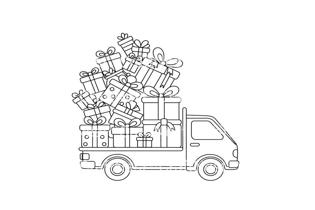 Christmas Gift Delivery Trucks Coloring Books