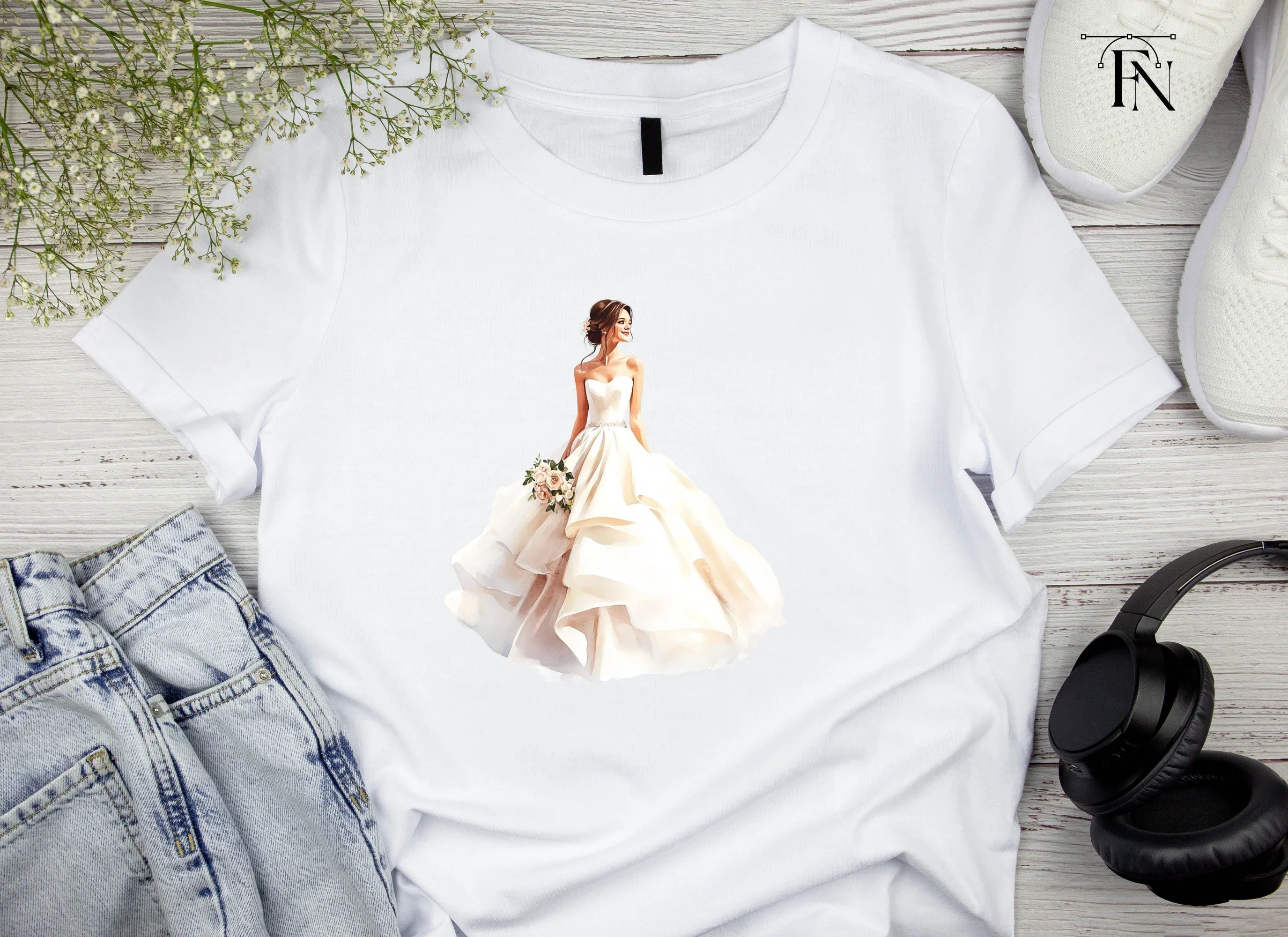 Elegant Bride in Strapless Gown Clipart Bundle