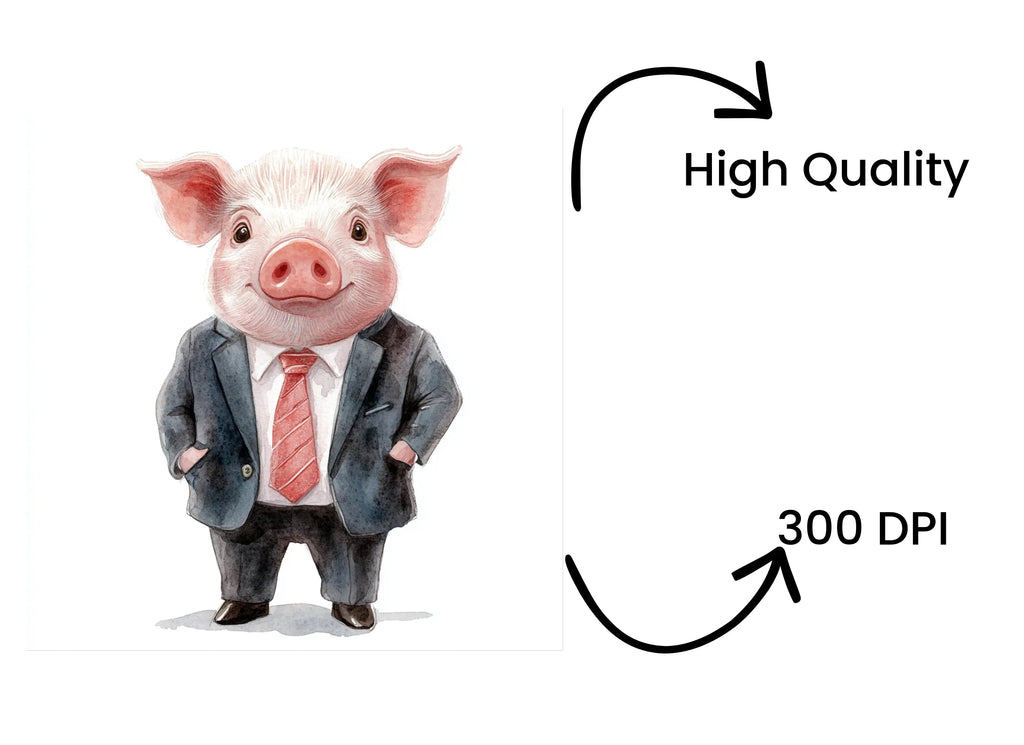 Cute Pig in Suit Clipart Bundle