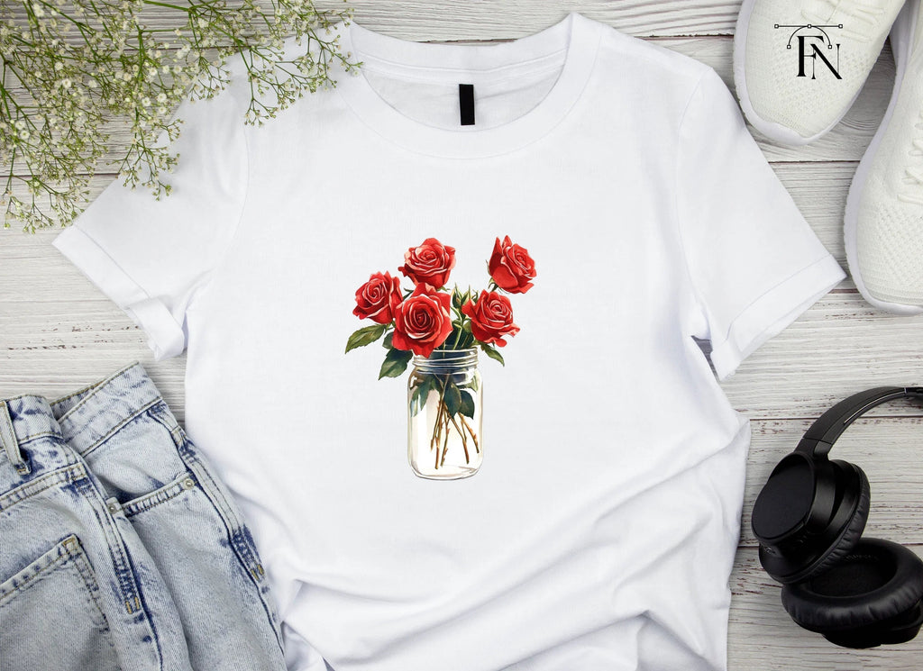 Red Roses in Mason Jars Clipart Bundle