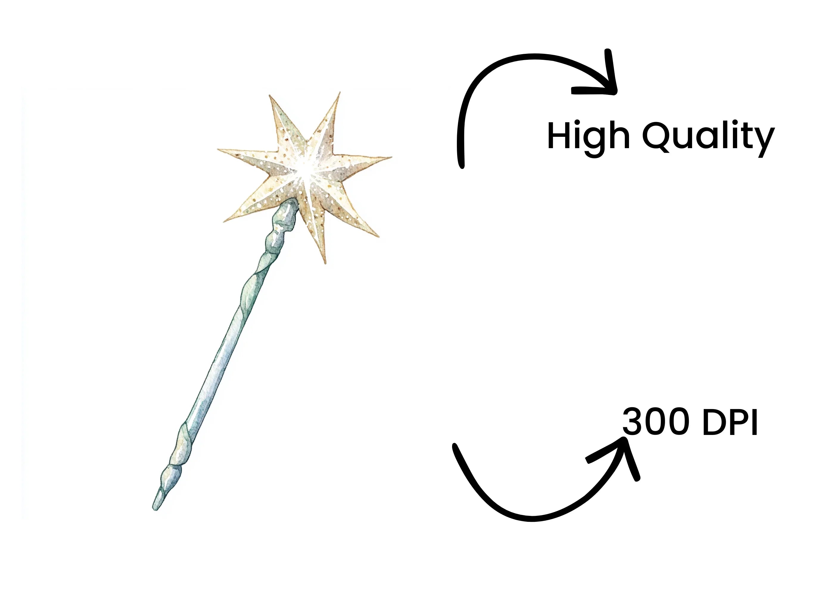 Golden Star Magic Wand Clipart Bundle