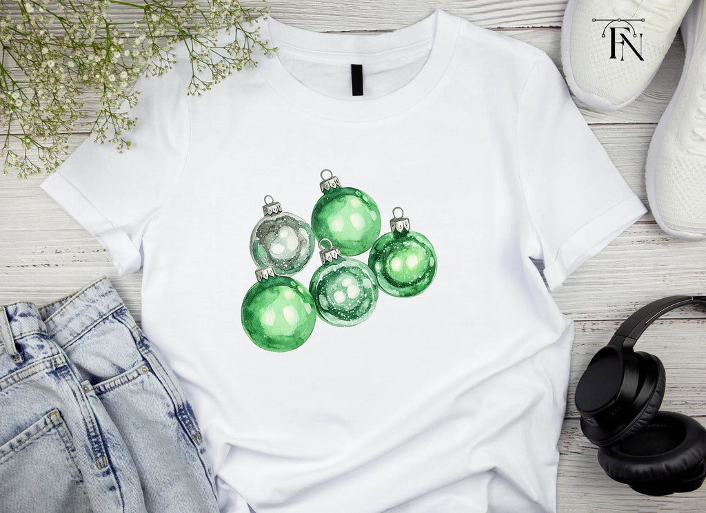 Green Christmas Ornaments Clipart Bundle
