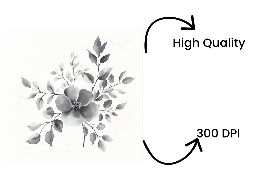 Monochrome Floral Clipart Bundle