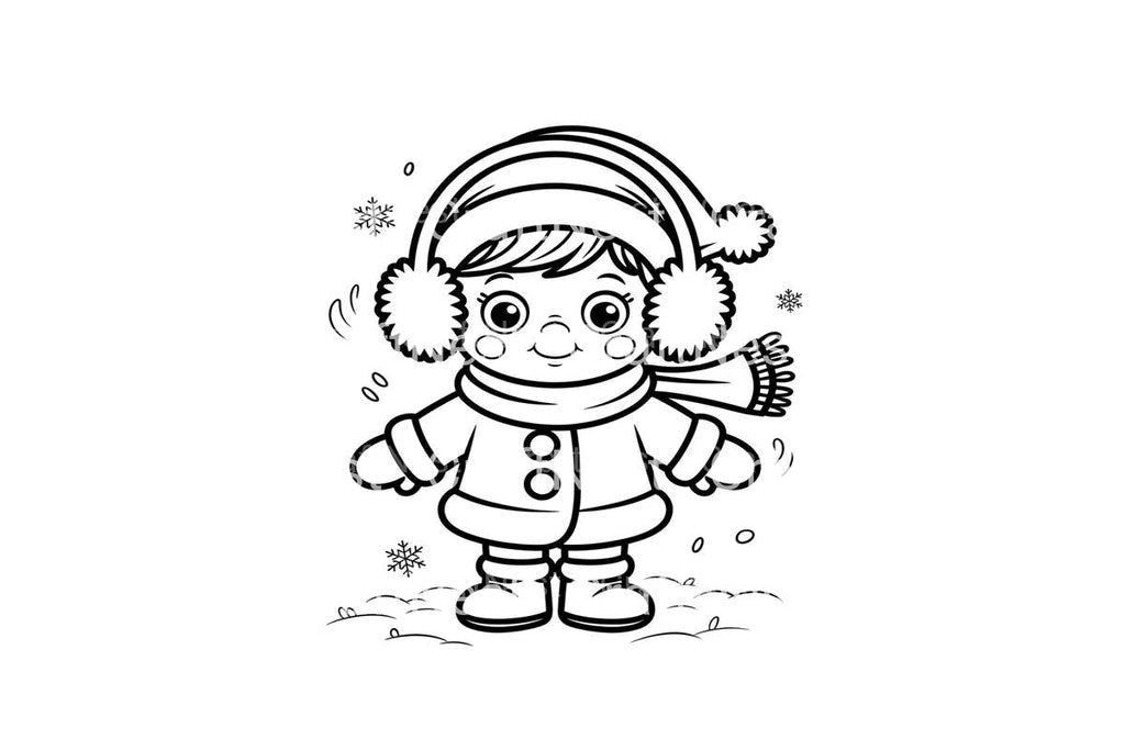 Winter Kids and Snowflakes Coloring Books