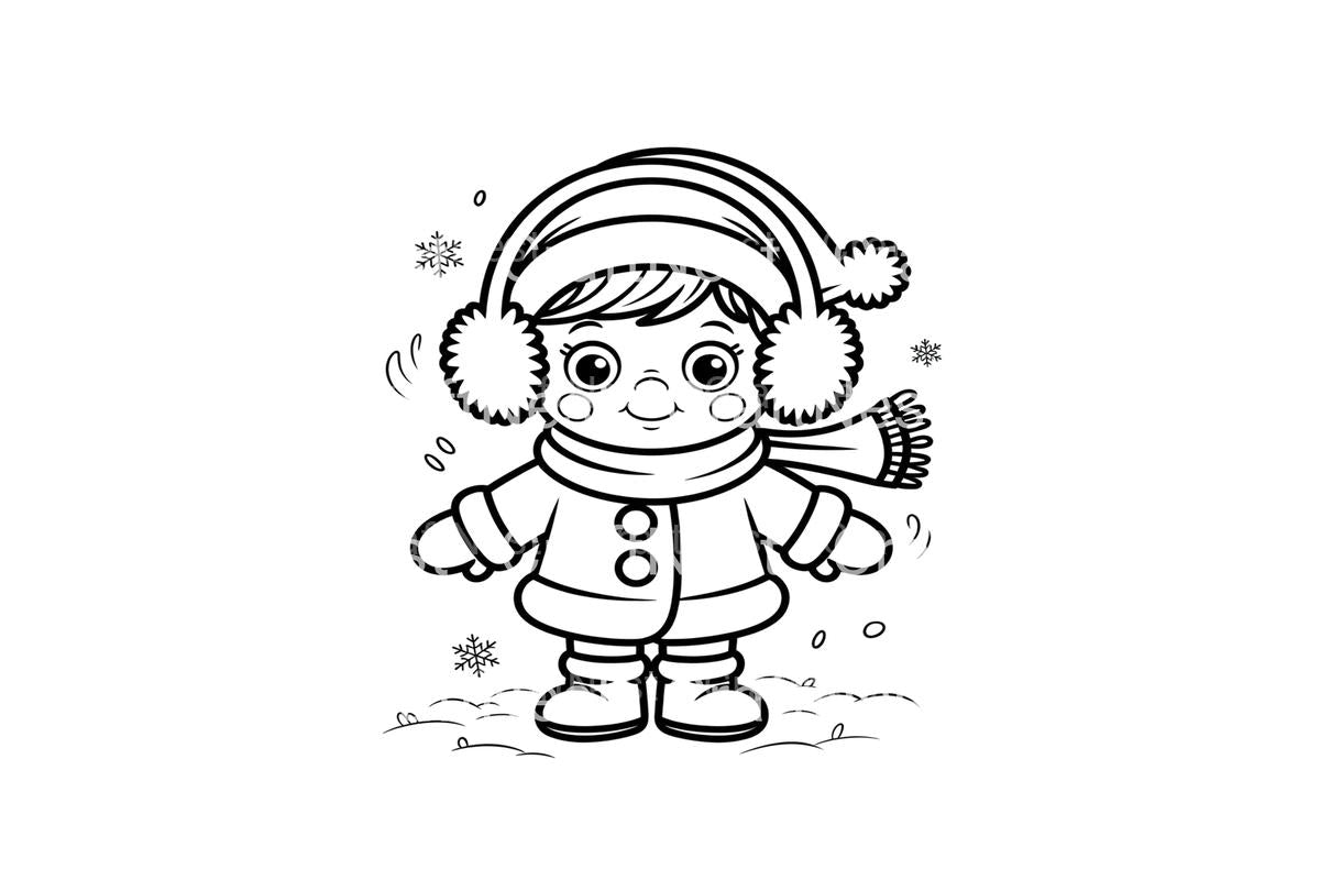 Winter Kids and Snowflakes Coloring Books
