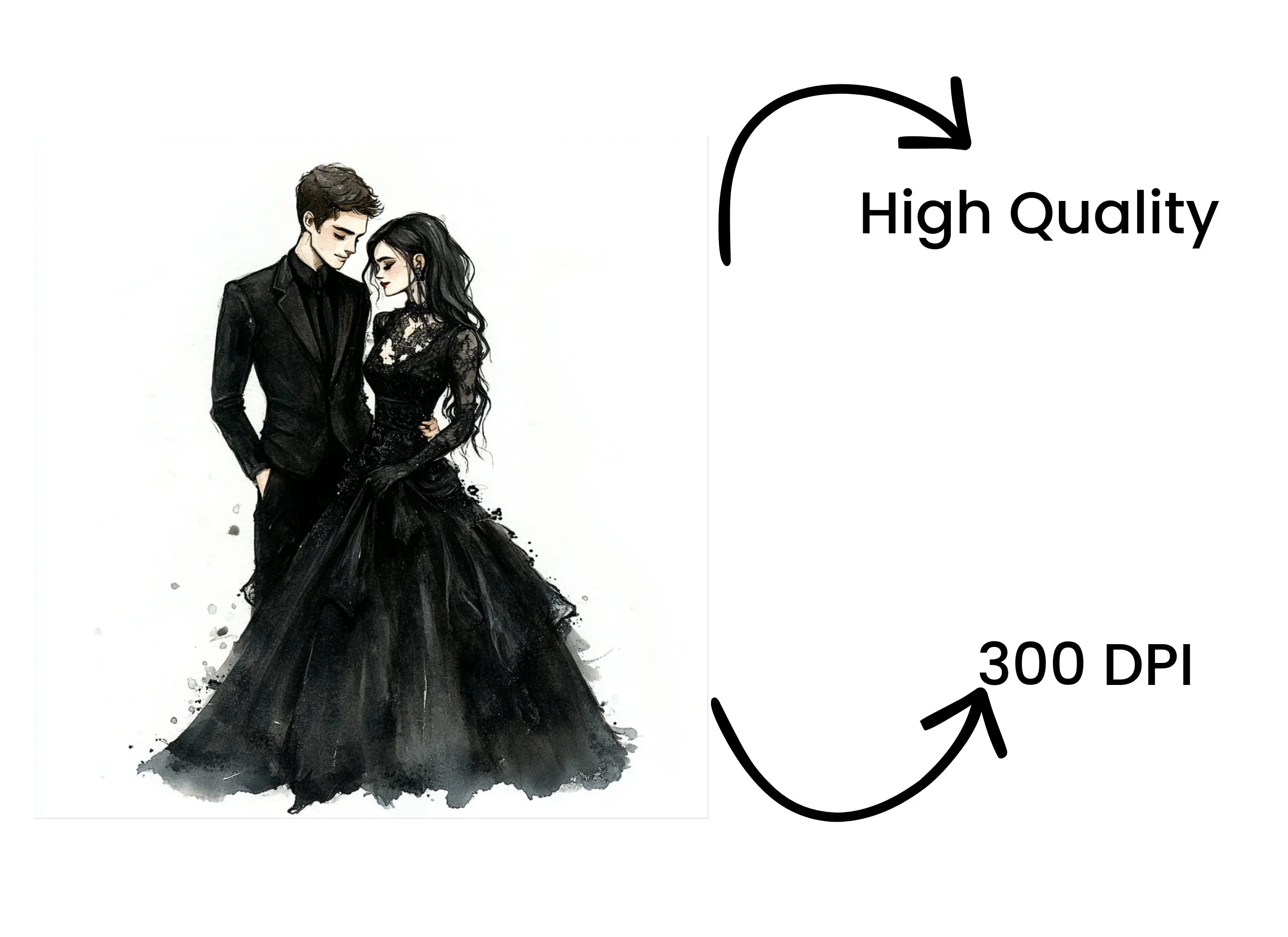 Gothic Wedding Couple Clipart Bundle