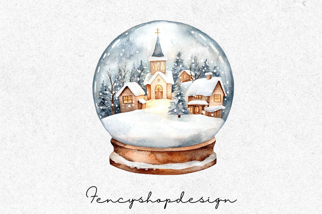 Winter Wonderland Snow Globe Clipart Bundle