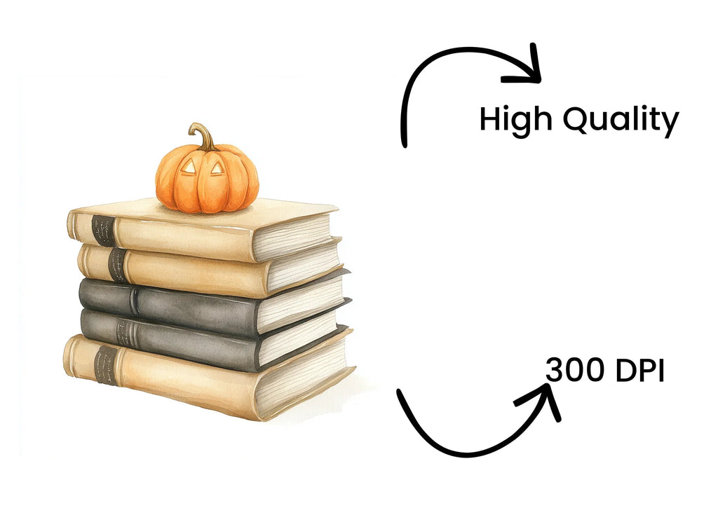Autumn Pumpkin Book Stack Clipart Bundle