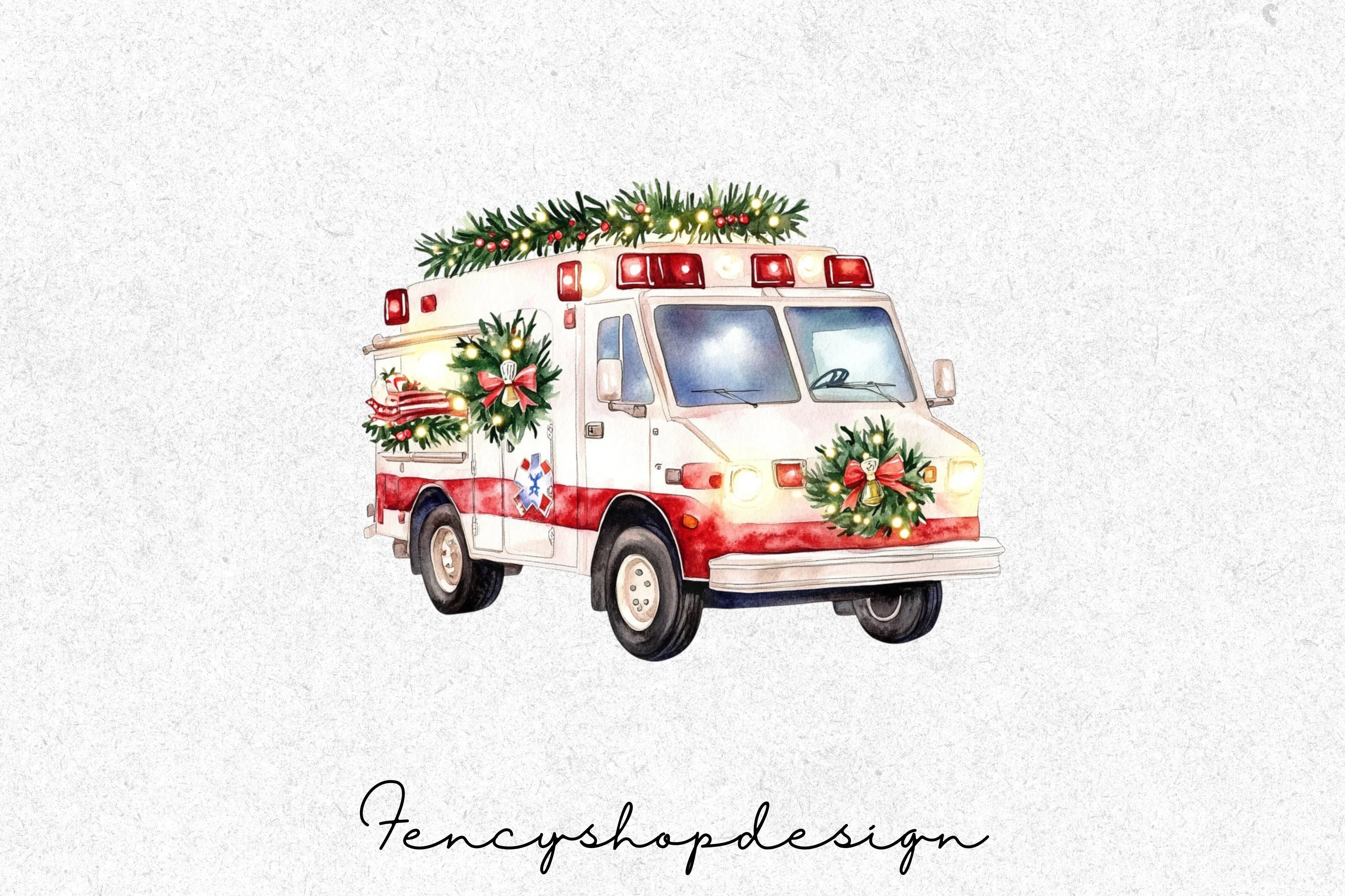 Festive EMS Ambulance Clipart Bundle