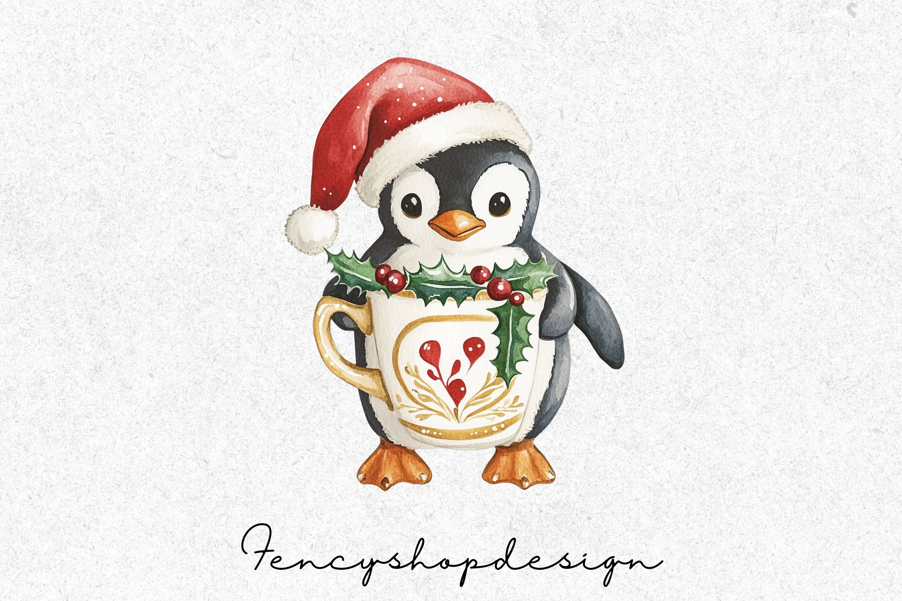 Penguin Christmas Market Clipart Bundle