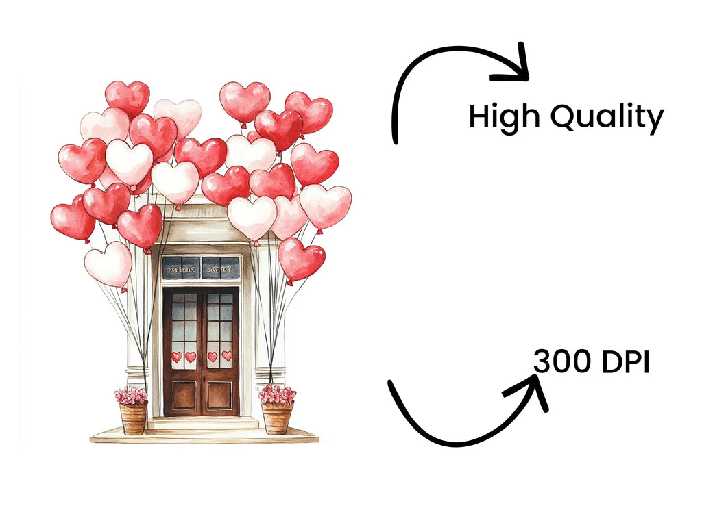 Heart Balloons Doorway Clipart Bundle