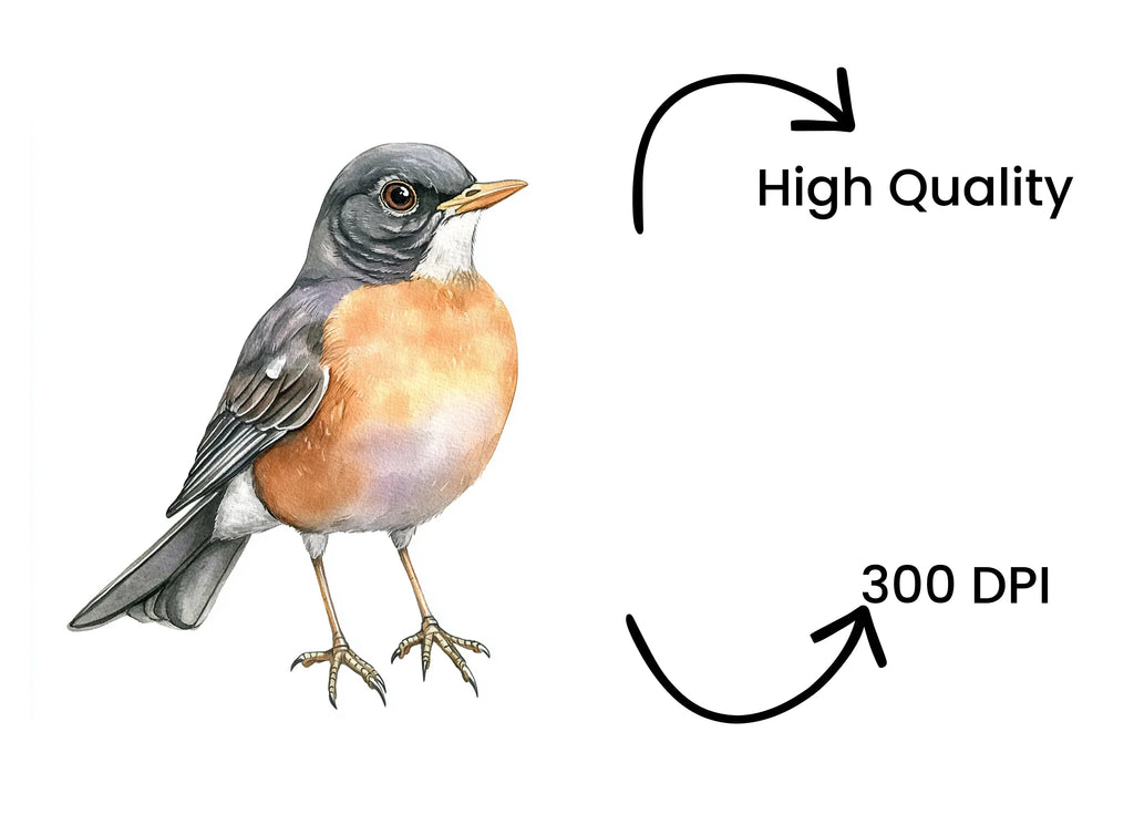 American Robin Bird Clipart Bundle