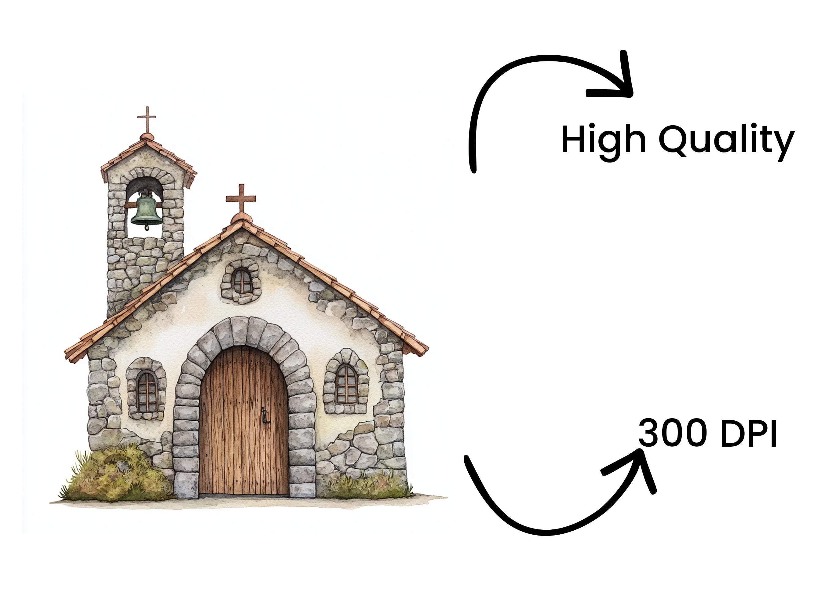 Stone Chapels Clipart Bundle