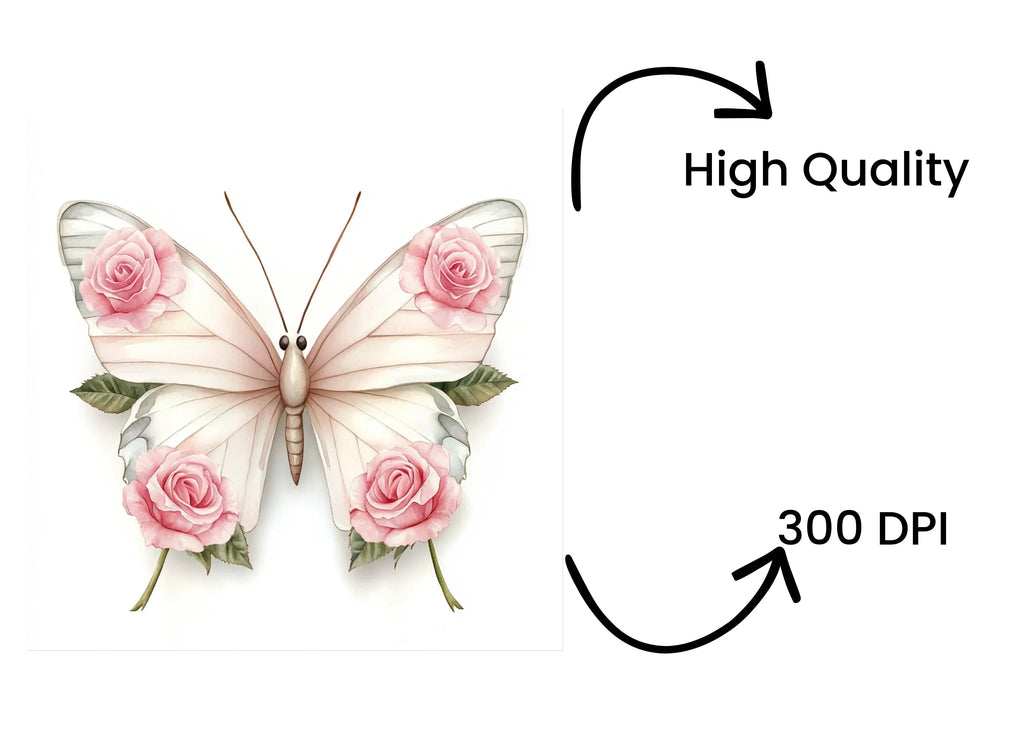 Butterfly Rose Clipart Bundle