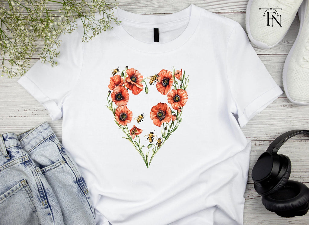 Poppy and Bee Heart Clipart Bundle