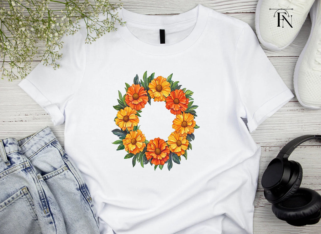 Vibrant Marigold Flower Wreath Clipart Bundle