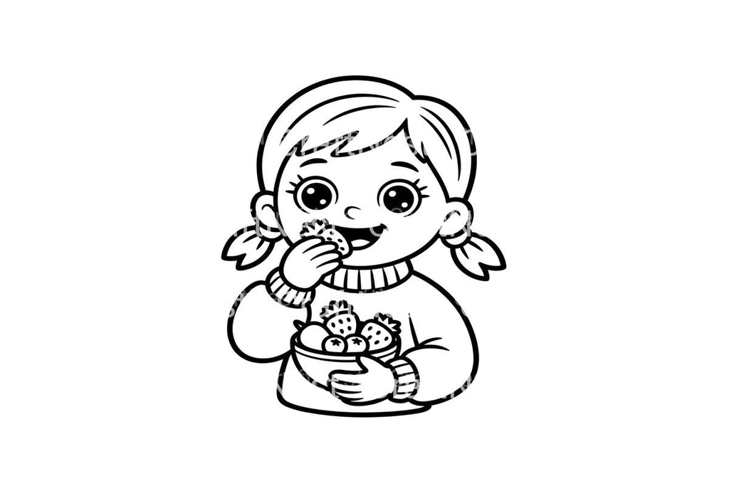 Kids Eating Healthy Fruits Coloring Books