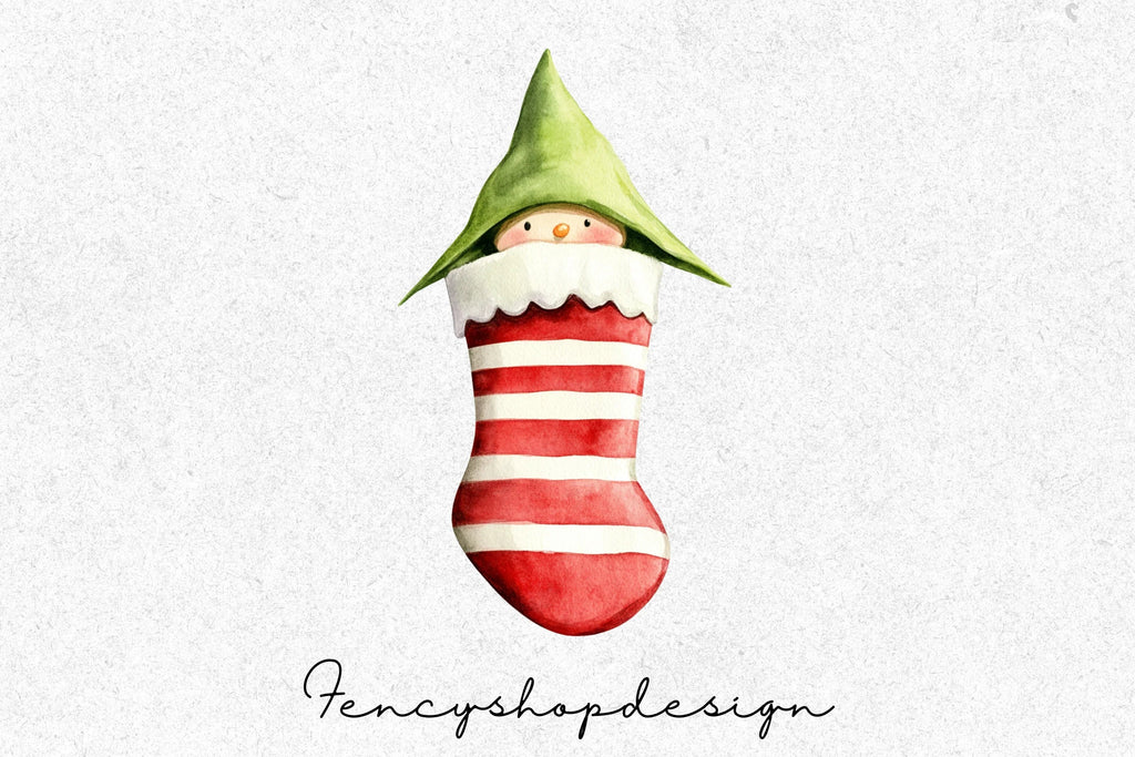 Festive Elf and Stocking Clipart Bundle