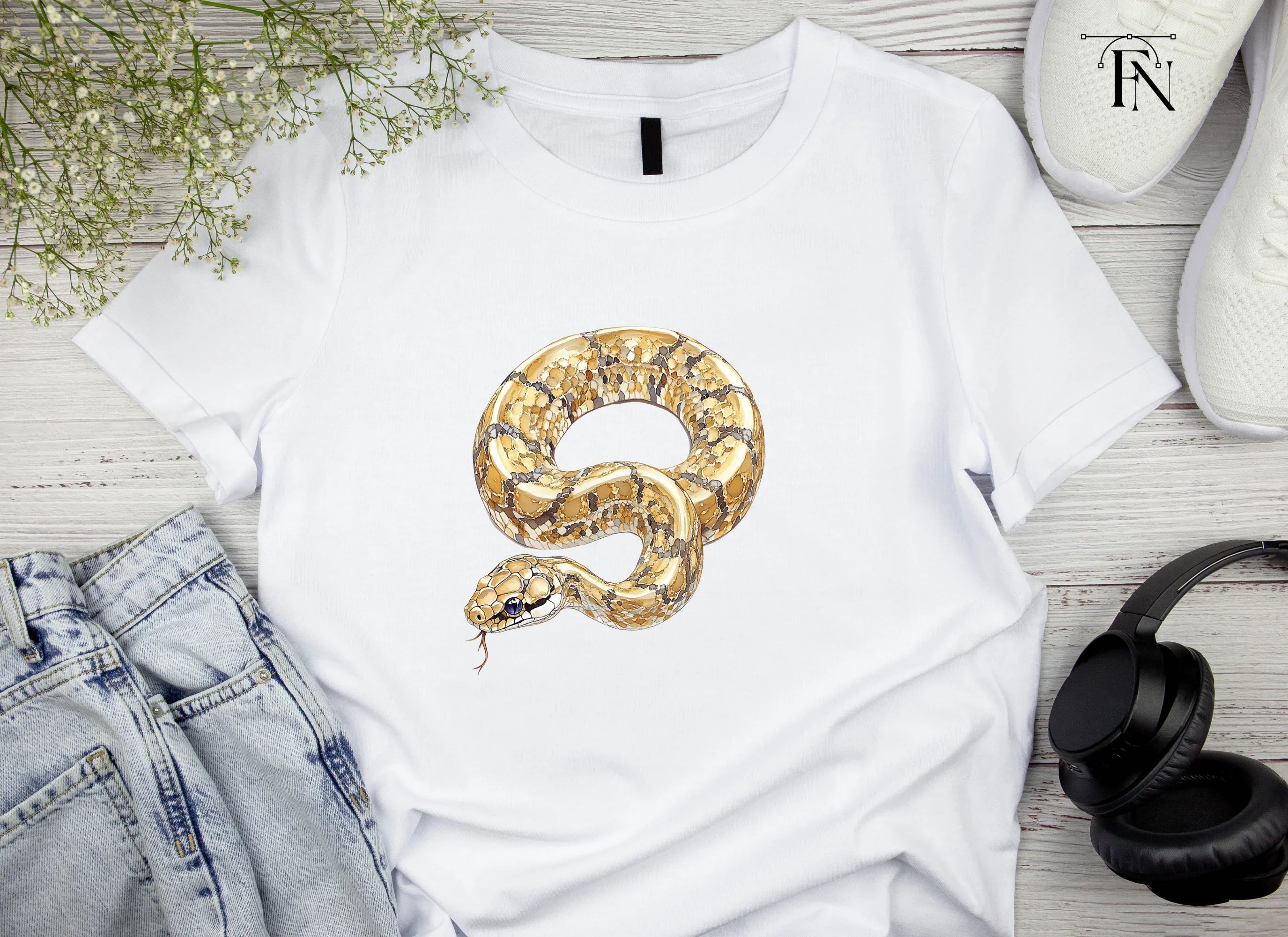 Golden Patterned Snake Clipart Bundle